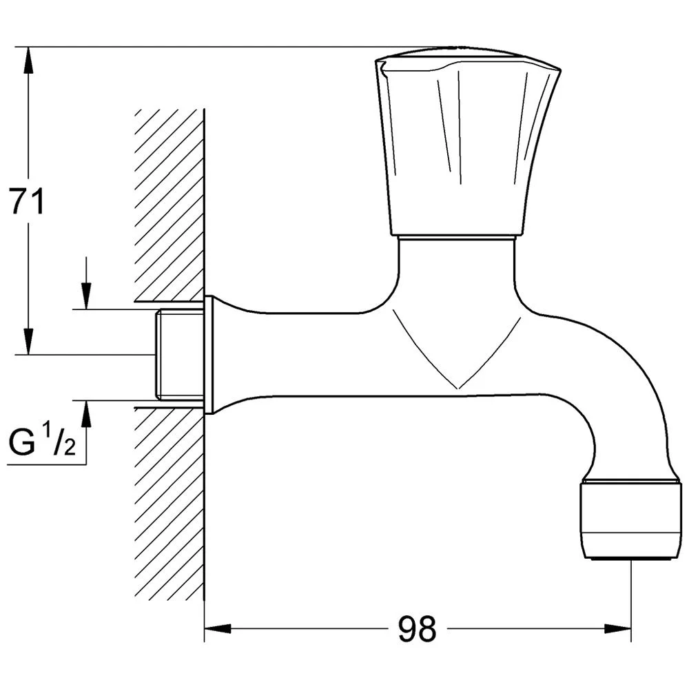 Rysunek techniczny zaworu wylotowego umywalki, Grohe