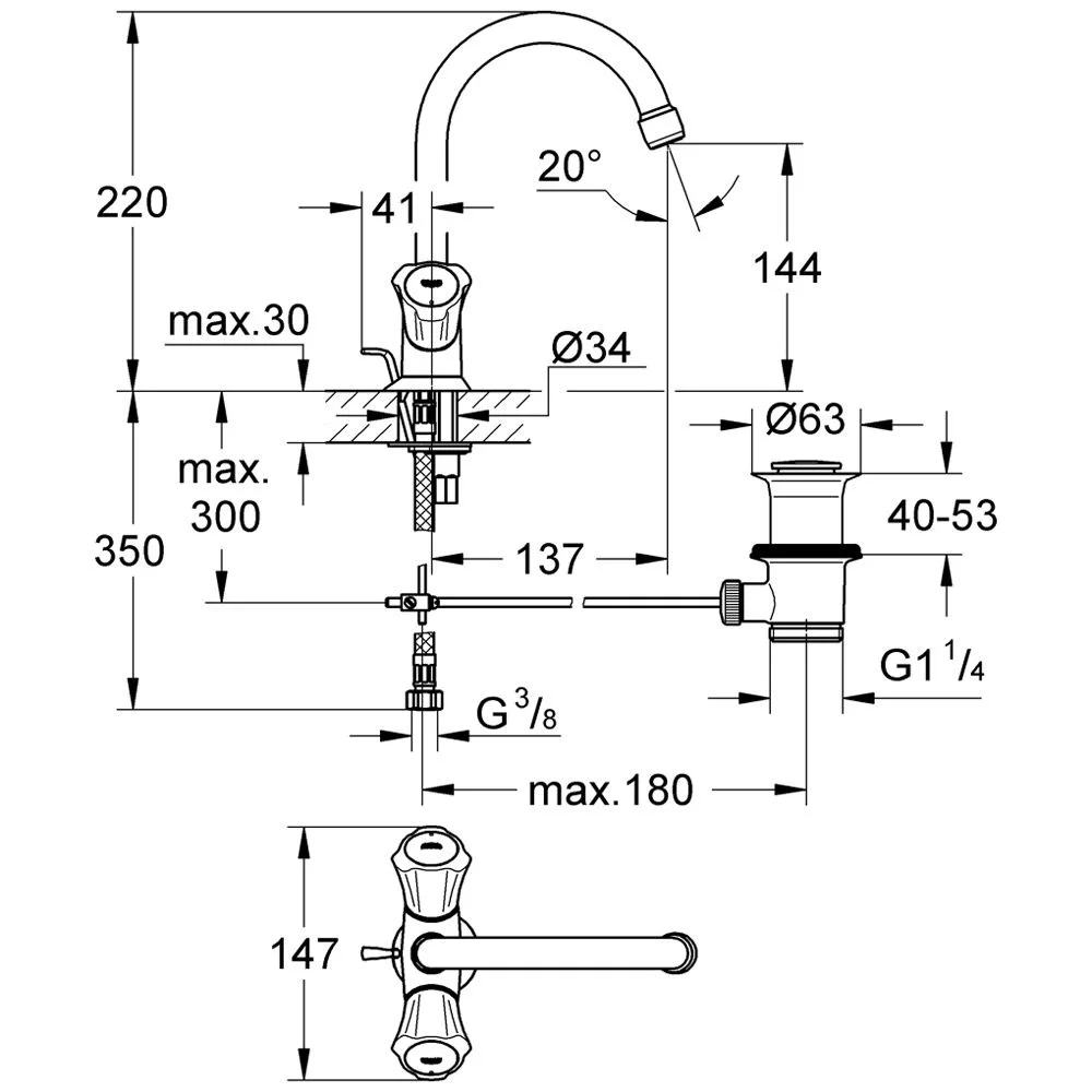 GROHE Costa Waschtisch-Einlochbatterie Bild 2
