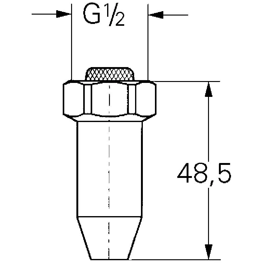 Rysunek techniczny zaworu spustowego z wymiarami, Grohe