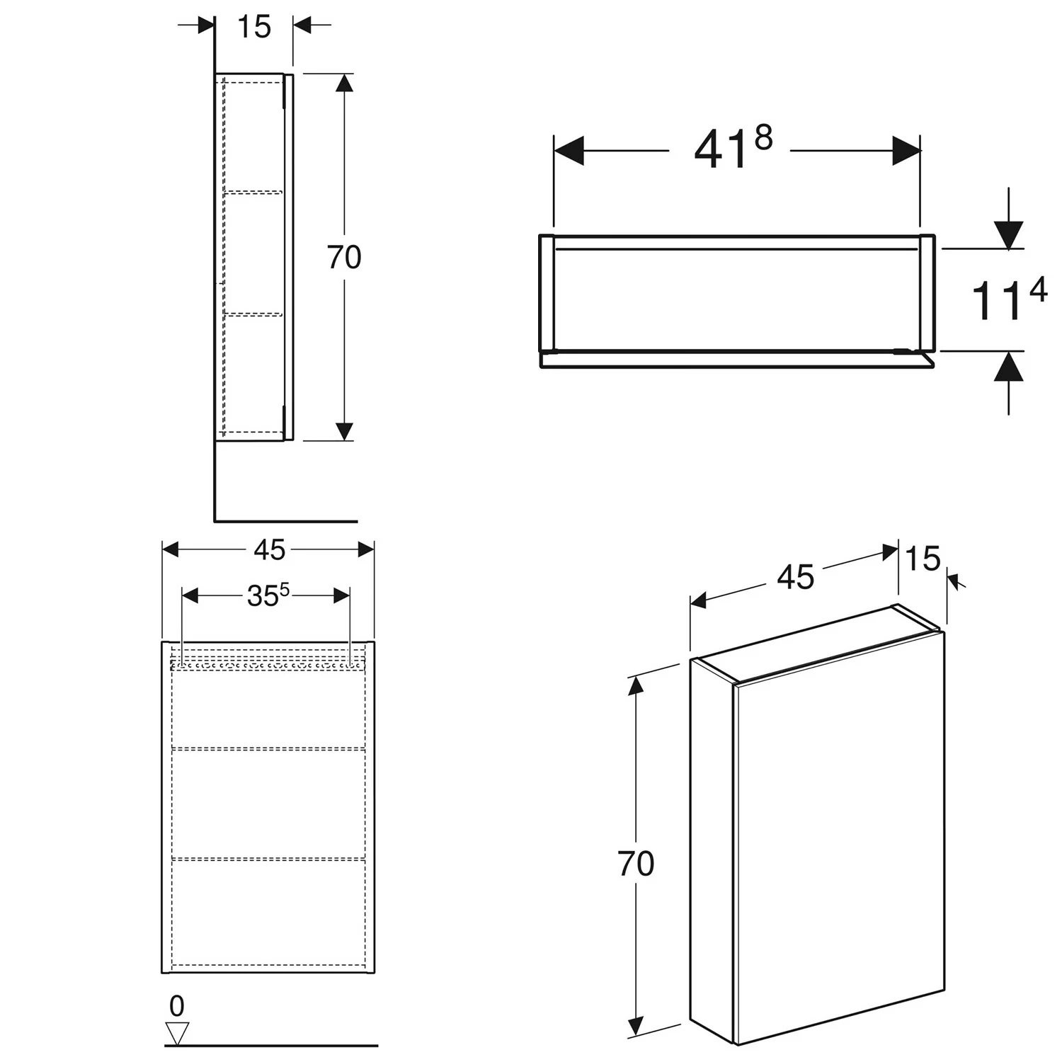Geberit Hängeschrank rechteckig, mit einer Tür Bild 2