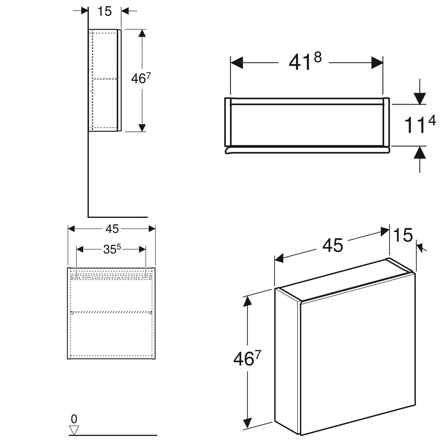 Geberit Hängeschrank quadratisch, mit einer Tür Bild 2
