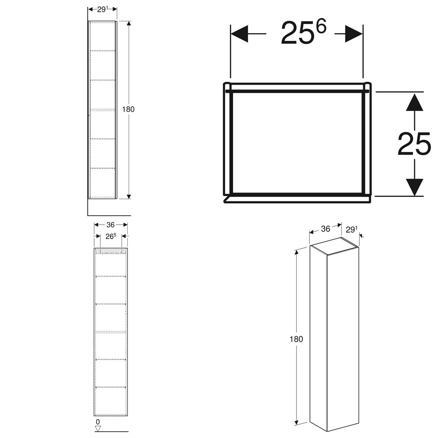 Geberit Hochschrank 36 x 180 cm mit 1 Tür Bild 2
