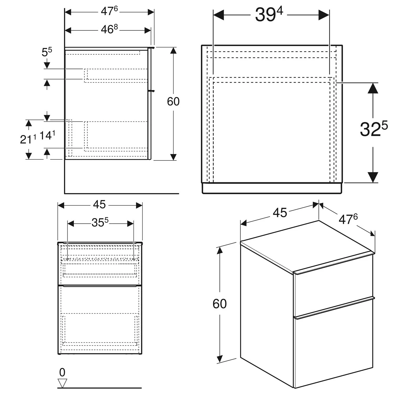 Geberit iCon Seitenschrank mit zwei Schubladen Bild 2