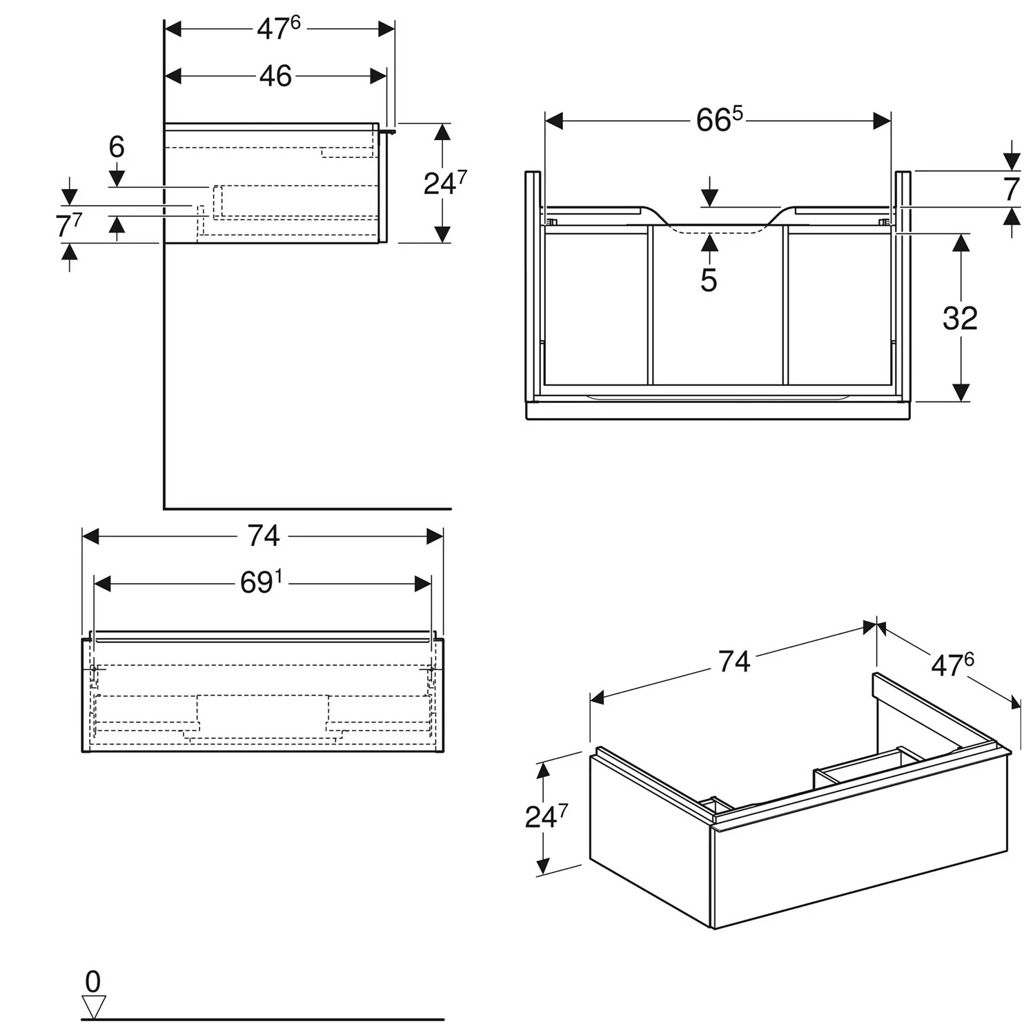 Geberit iCon Unterschrank für Waschtisch 75 cm mit einer Schublade Bild 2
