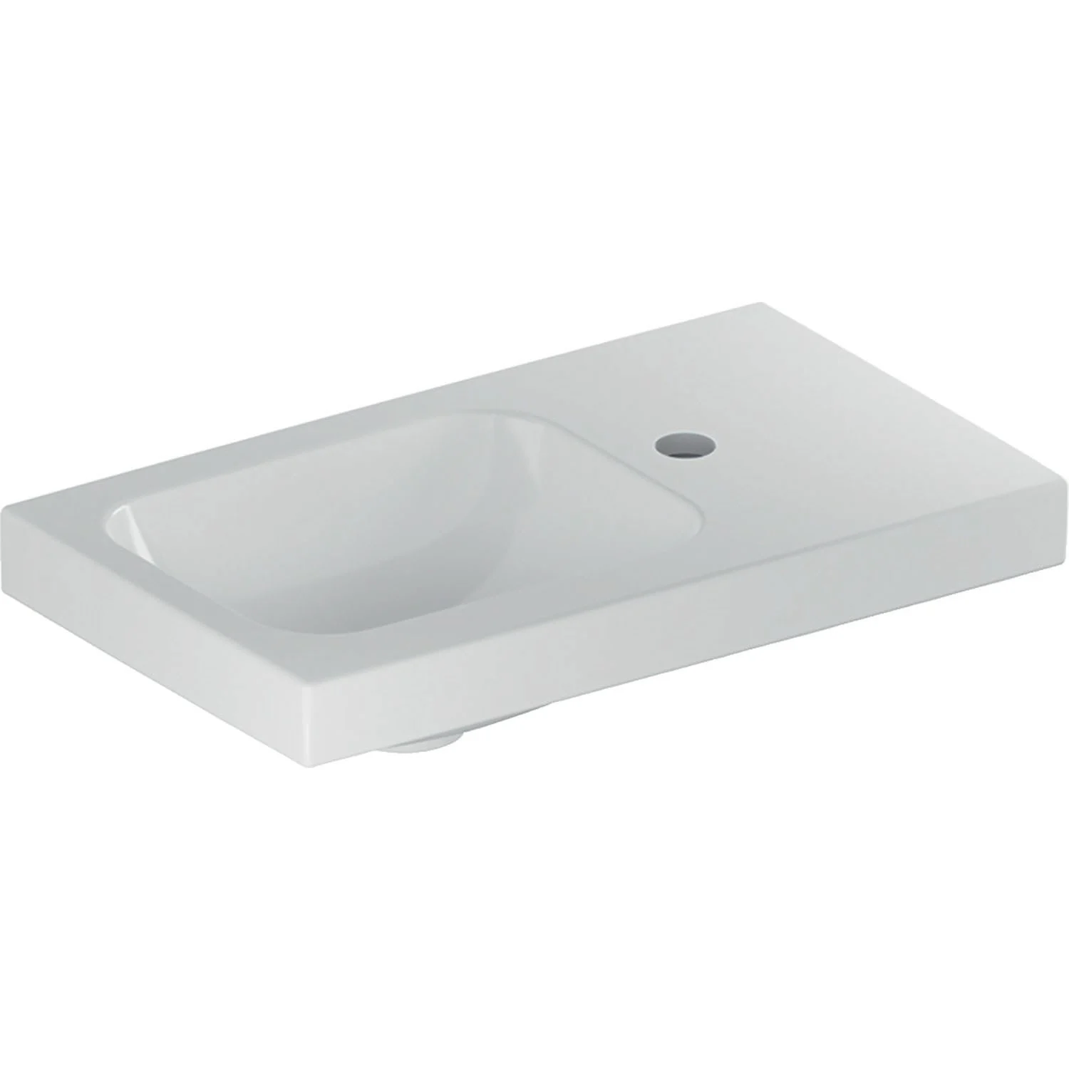 Geberit iCon Light Handwaschbecken 53 cm mit Ablagefläche, mit 1 Hahnloch rechts, ohne Überlauf