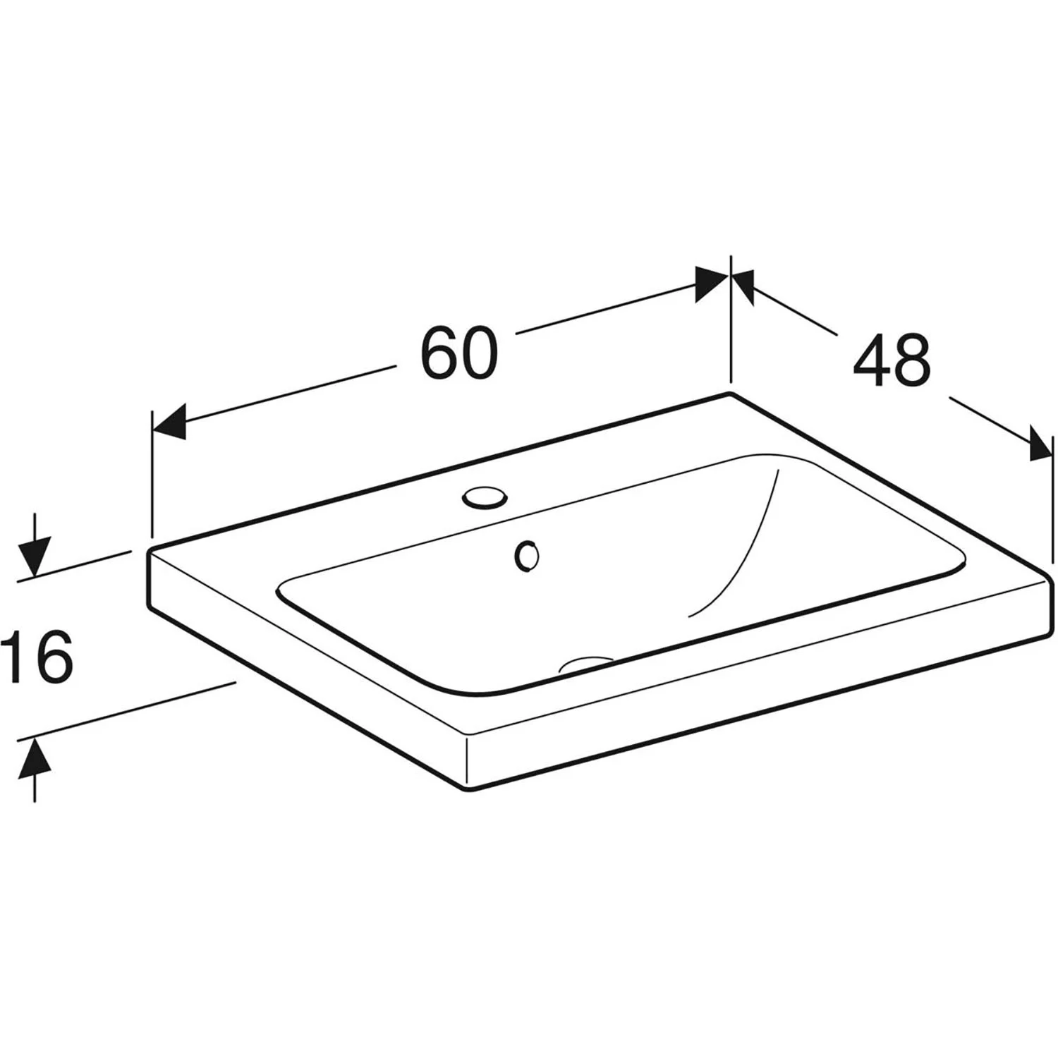 Geberit iCon Light Waschtisch 60 cm, mit 1 Hahnloch, mit Überlauf Bild 5