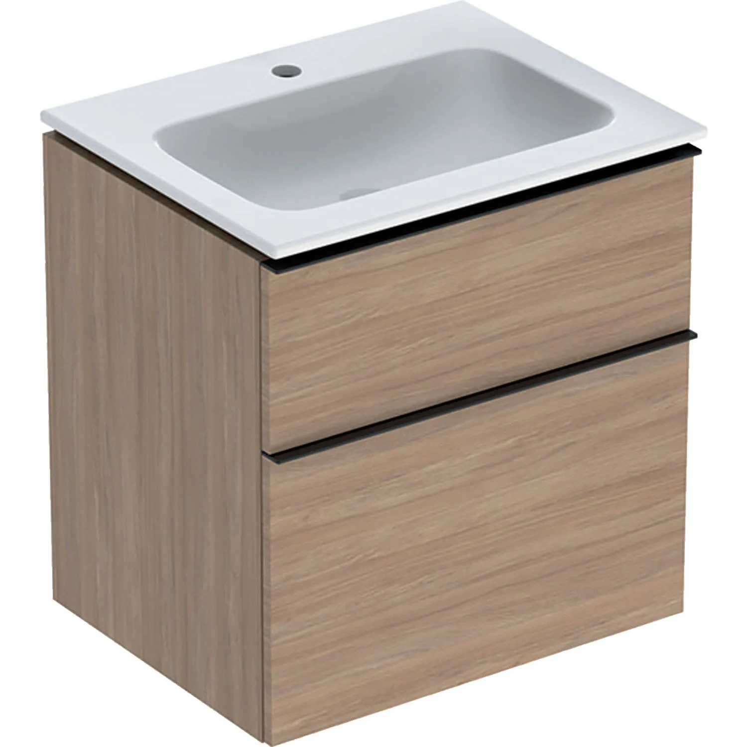 Geberit iCon Set Möbelwaschtisch 60 cm schmaler Rand, mit Unterschrank, 2 Schubladen und Waschbeckenanschluss