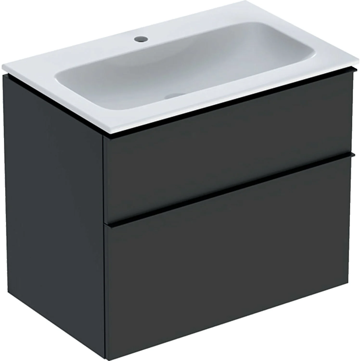 Geberit iCon Set Möbelwaschtisch 75 cm schmaler Rand, mit Unterschrank, 2 Schubladen und Waschbeckenanschluss