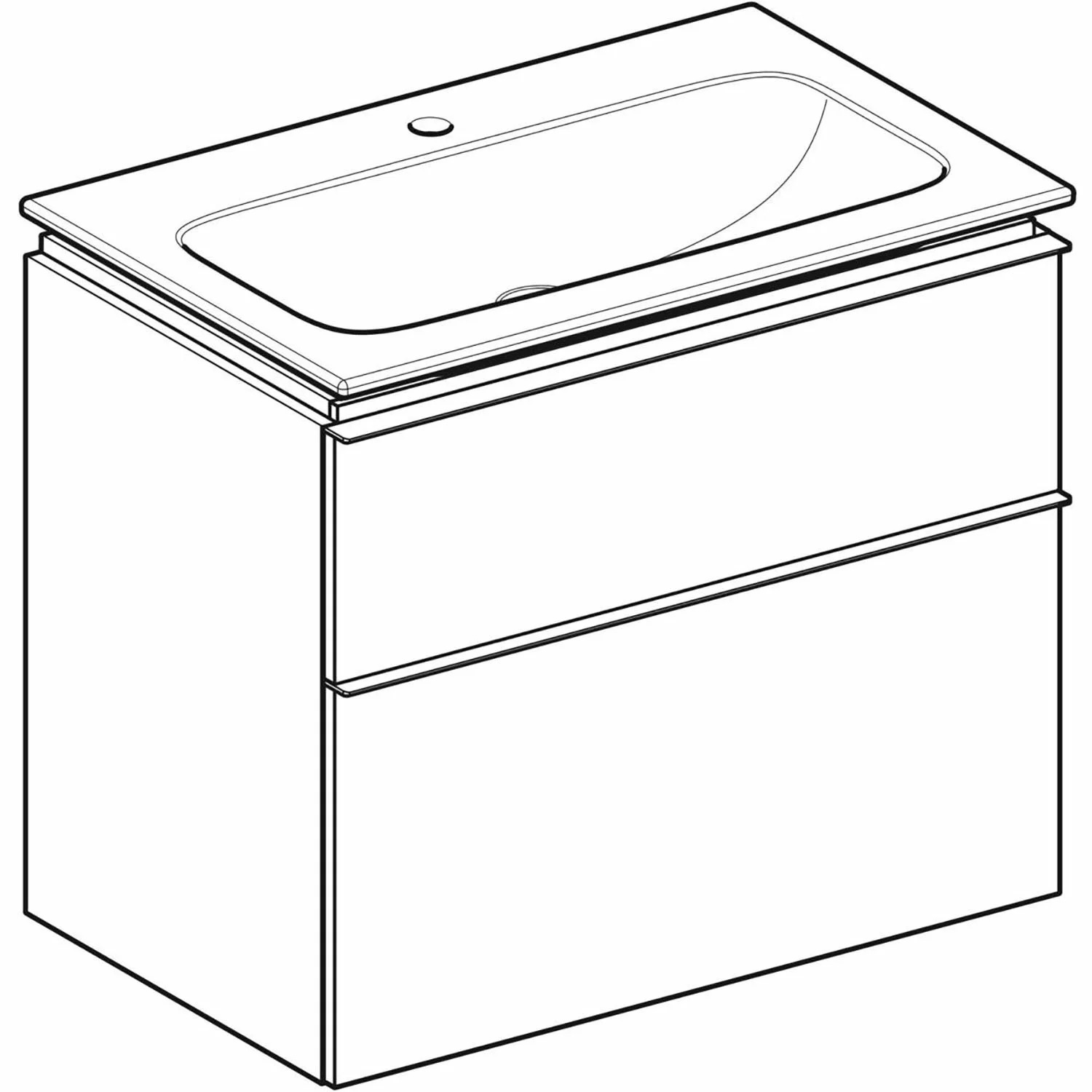 Geberit iCon Set Möbelwaschtisch 75 cm schmaler Rand, mit Unterschrank, 2 Schubladen und Waschbeckenanschluss Bild 2