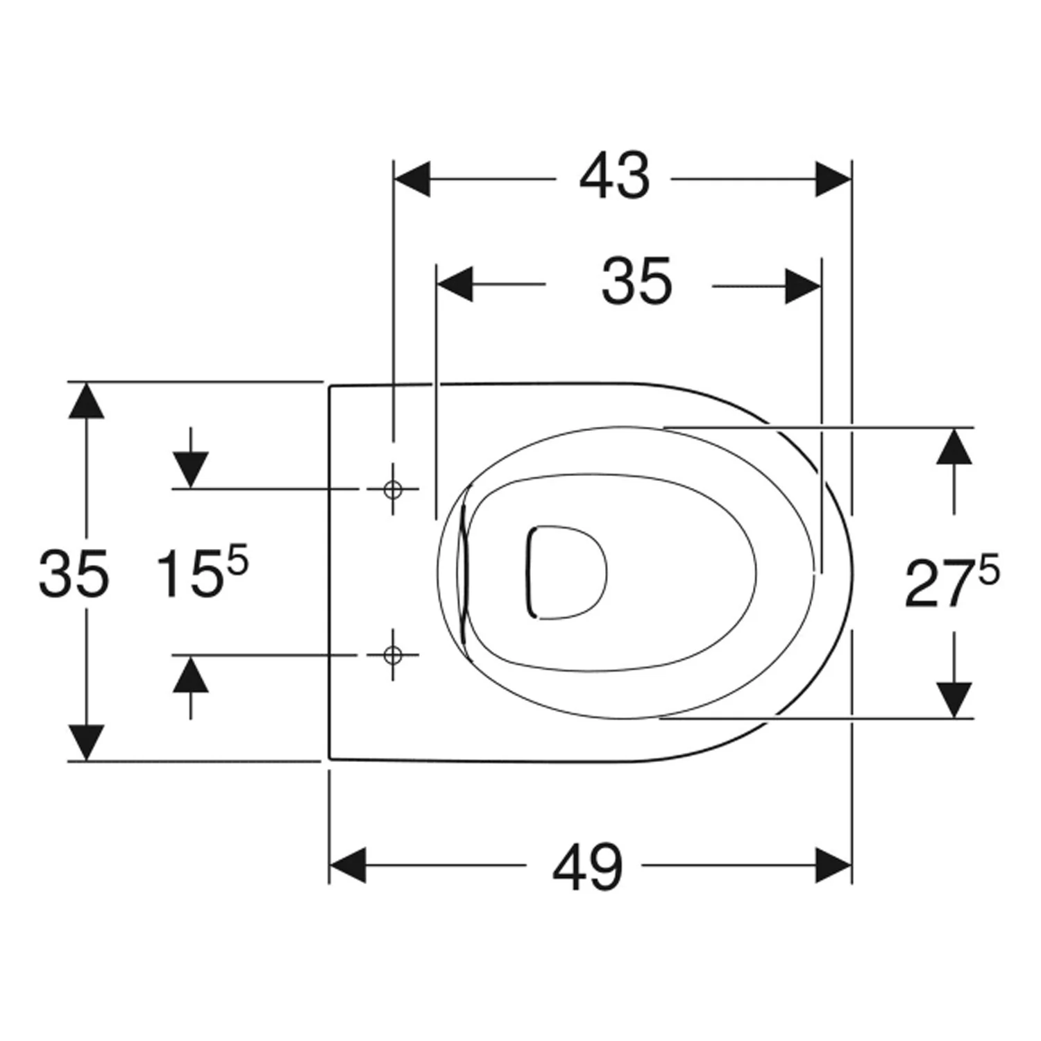 Geberit iCon Wand-WC Tiefspüler, verkürzte Ausladung, geschlossene Form, Rimfree Bild 3