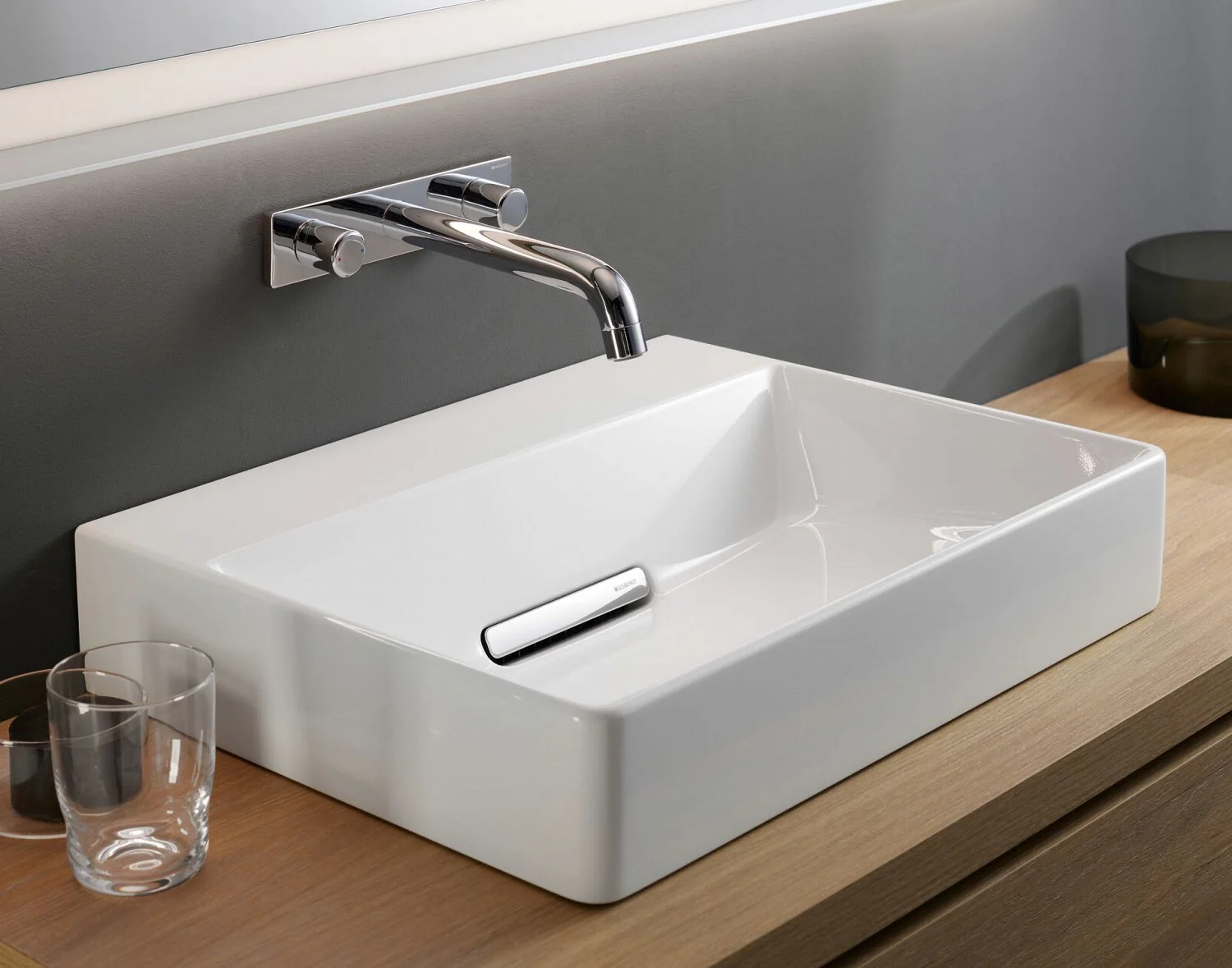 Geberit ONE Aufsatzwaschtisch, ohne Hahnloch, ohne Überlauf, Abgang horizontal Bild 2