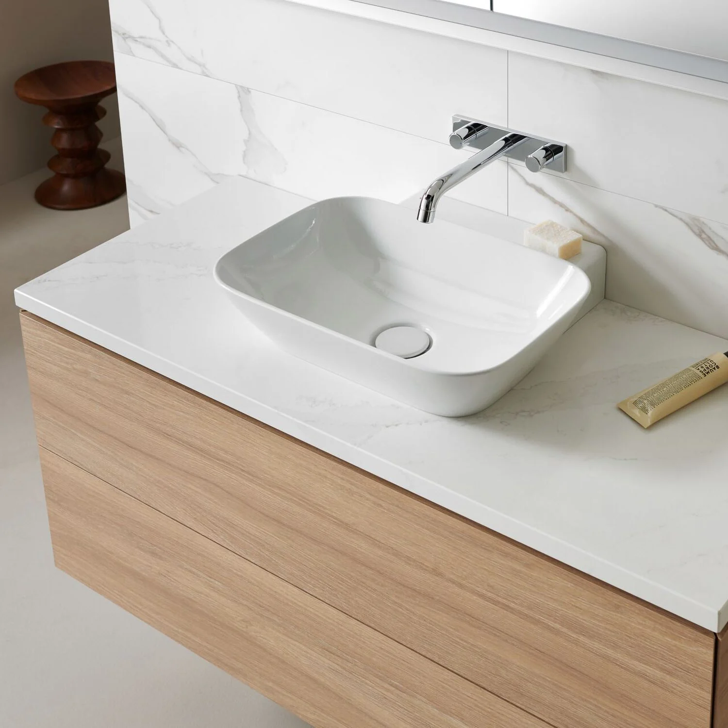 Geberit ONE Aufsatzwaschtisch Schalenform, ohne Hahnloch, ohne Überlauf, Abgang vertikal Bild 2