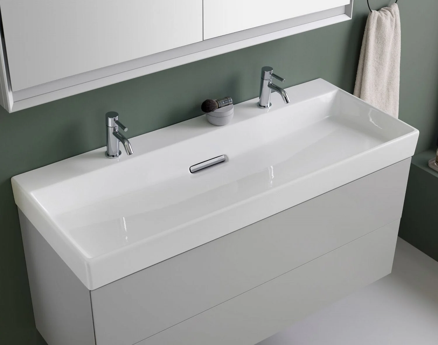 Geberit ONE Waschtisch 120 cm, Abgang horizontal, 2 Hahnlöcher, ohne Überlauf Bild 2