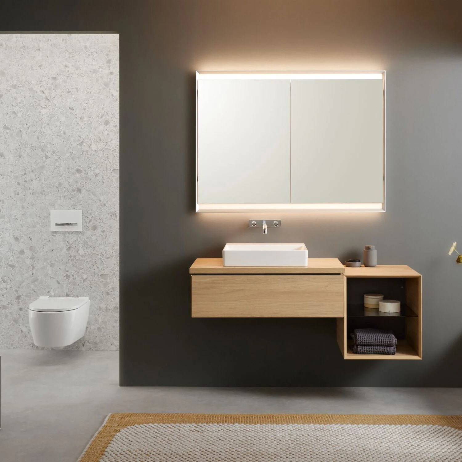 Geberit ONE Aufsatzwaschtisch, ohne Hahnloch, ohne Überlauf, Abgang vertikal Bild 3