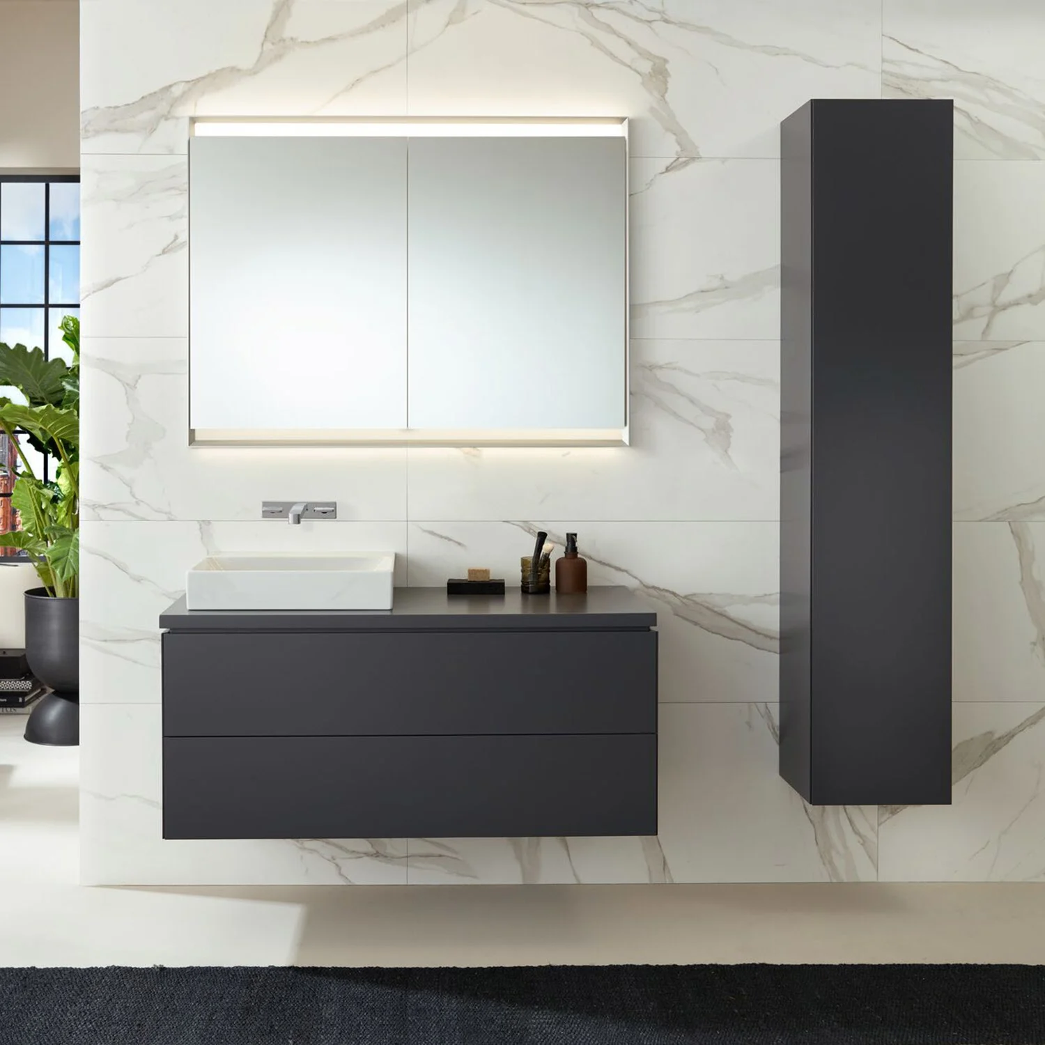 Geberit ONE Aufsatzwaschtisch, ohne Hahnloch, ohne Überlauf, Abgang vertikal Bild 4