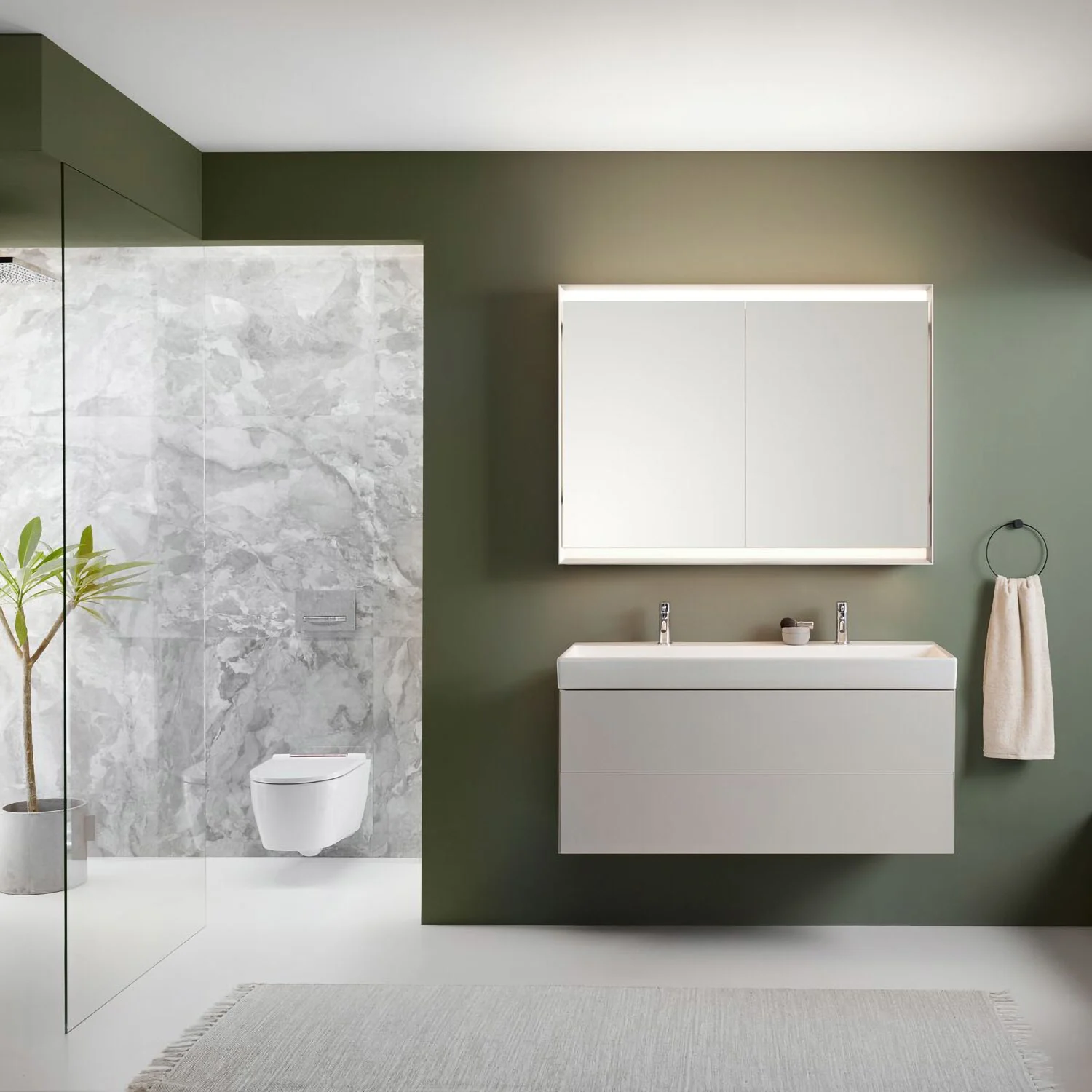 Geberit ONE Waschtisch 120 cm, Abgang horizontal, 2 Hahnlöcher, ohne Überlauf Bild 4