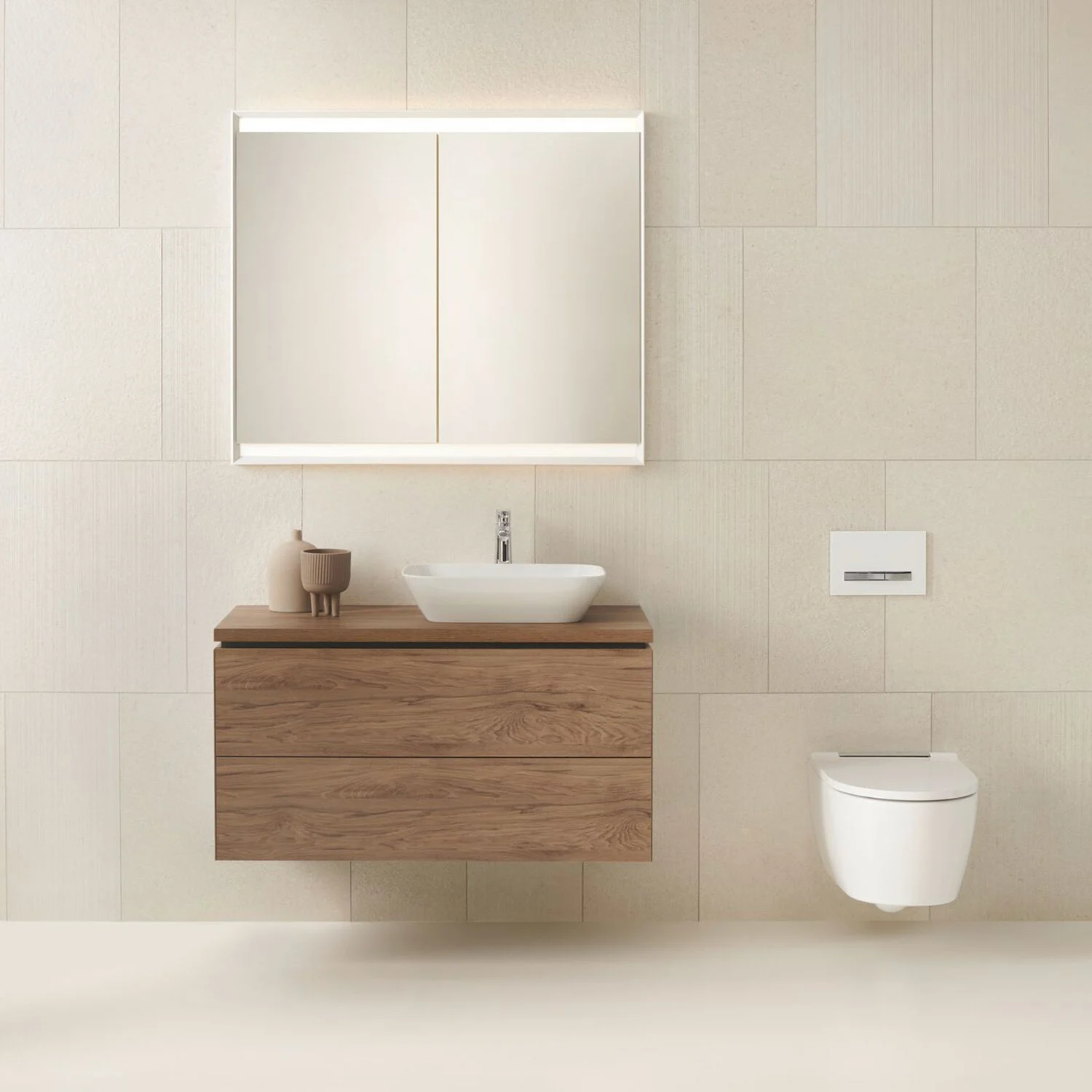 Geberit ONE Aufsatzwaschtisch Schalenform, 1 Hahnloch, ohne Überlauf, Abgang horizontal Bild 4