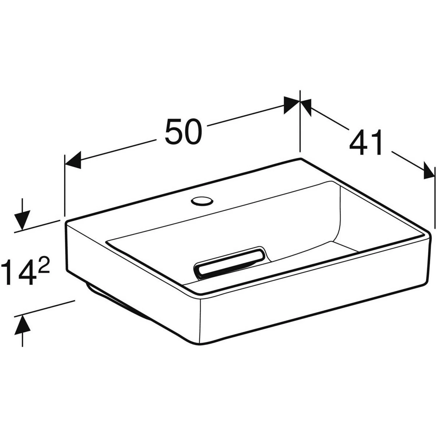 Geberit ONE Waschtisch 50 cm, Abgang horizontal, 1 Hahnloch, ohne Überlauf Bild 2