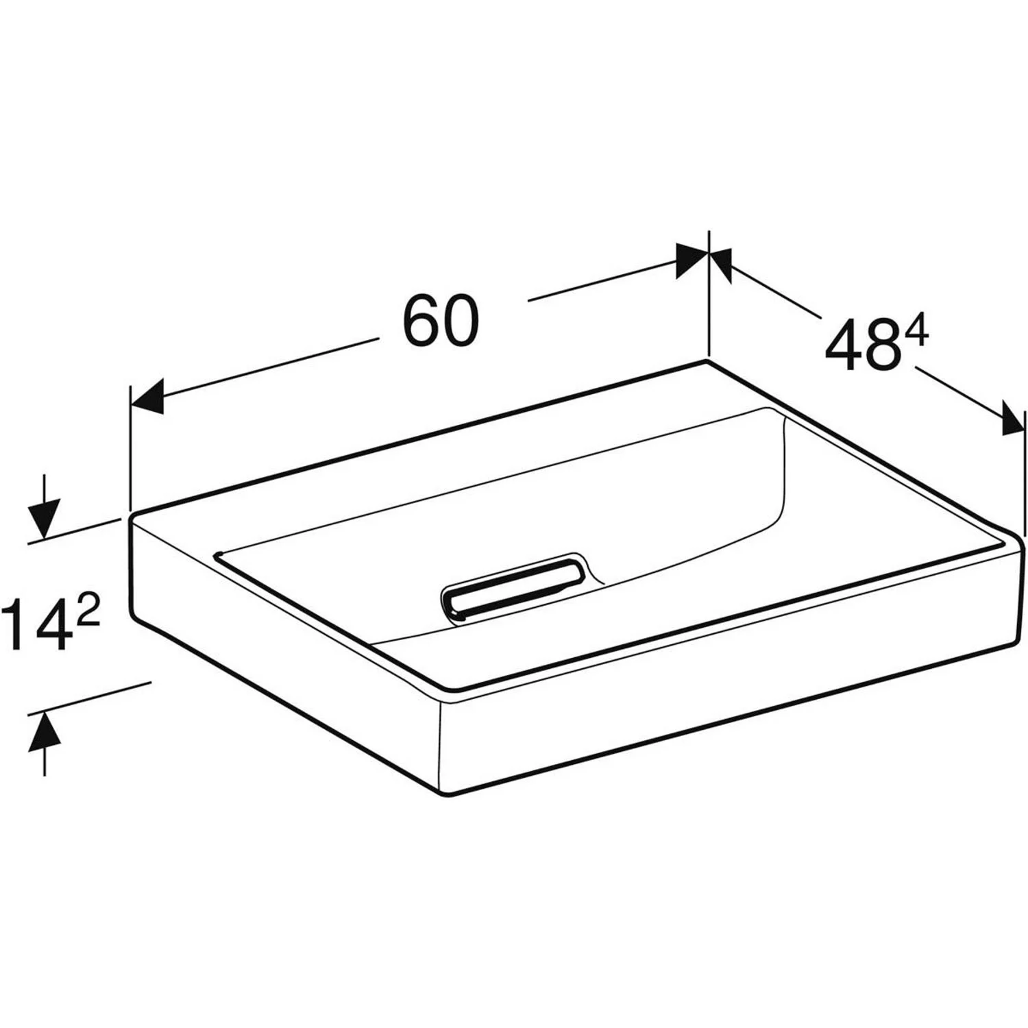 Geberit ONE Waschtisch 60 cm, Abgang horizontal, ohne Hahnloch, ohne Überlauf Bild 2