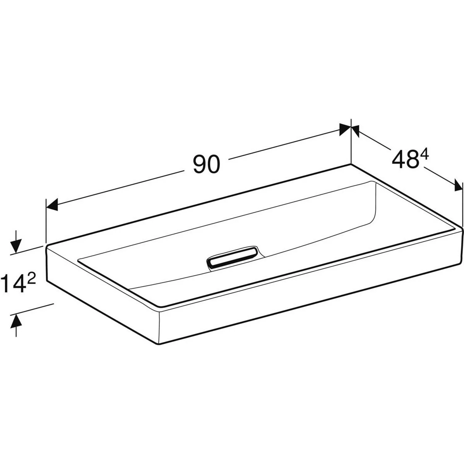 Geberit ONE Waschtisch 90 cm, Abgang horizontal, ohne Hahnloch, ohne Überlauf Bild 2