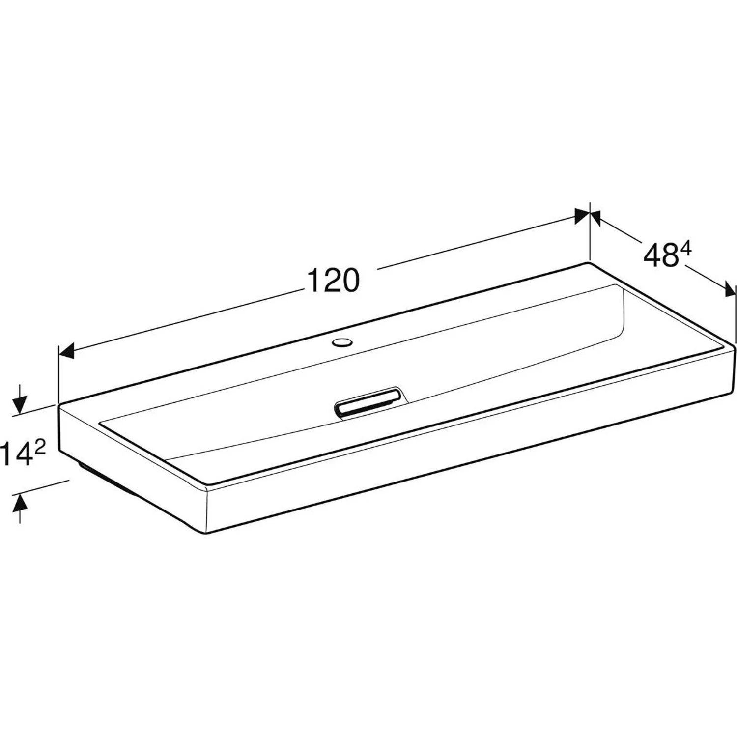 Geberit ONE Waschtisch 120 cm, Abgang horizontal, 1 Hahnloch, ohne Überlauf Bild 2