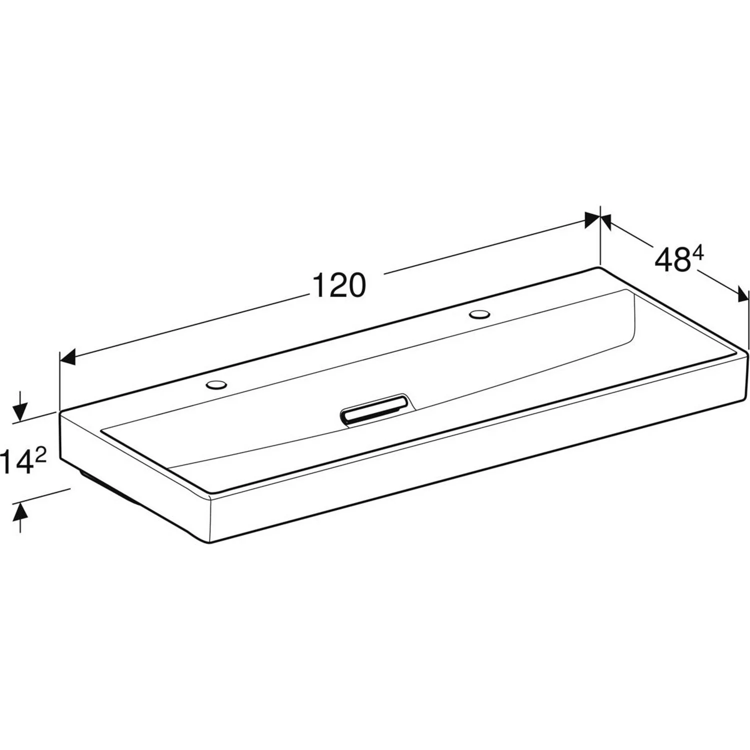 Geberit ONE Waschtisch 120 cm, Abgang horizontal, 2 Hahnlöcher, ohne Überlauf Bild 5