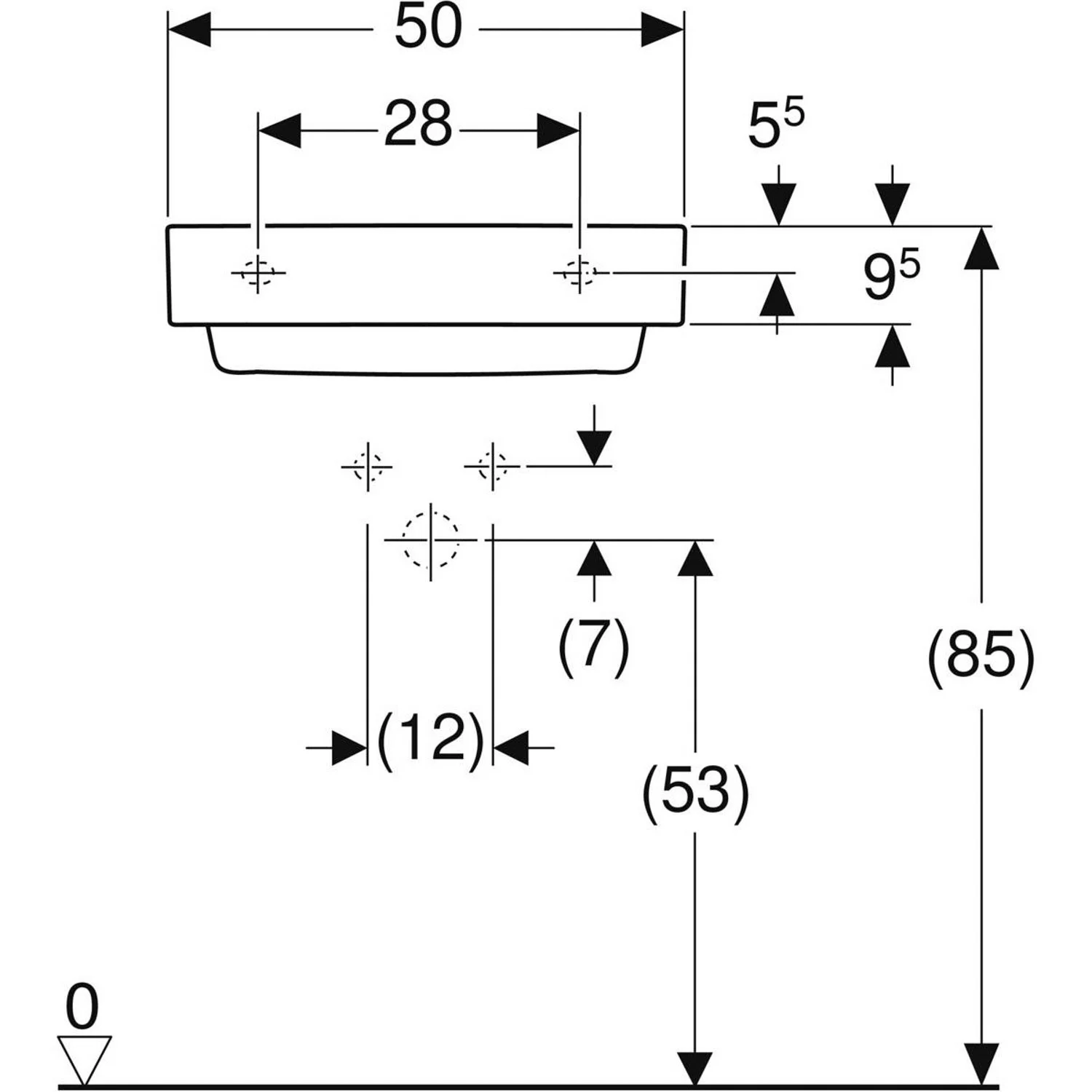 Geberit ONE Aufsatzwaschtisch, ohne Hahnloch, ohne Überlauf, Abgang horizontal Bild 6