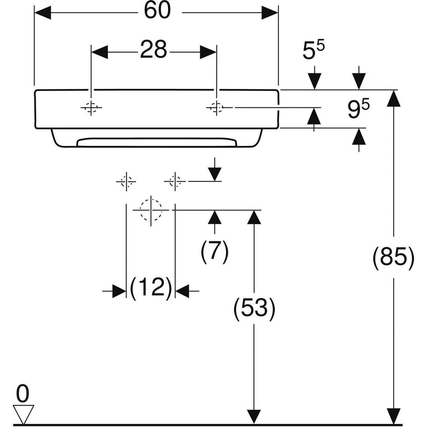 Geberit ONE Waschtisch 60 cm, Abgang horizontal, 1 Hahnloch, ohne Überlauf Bild 3