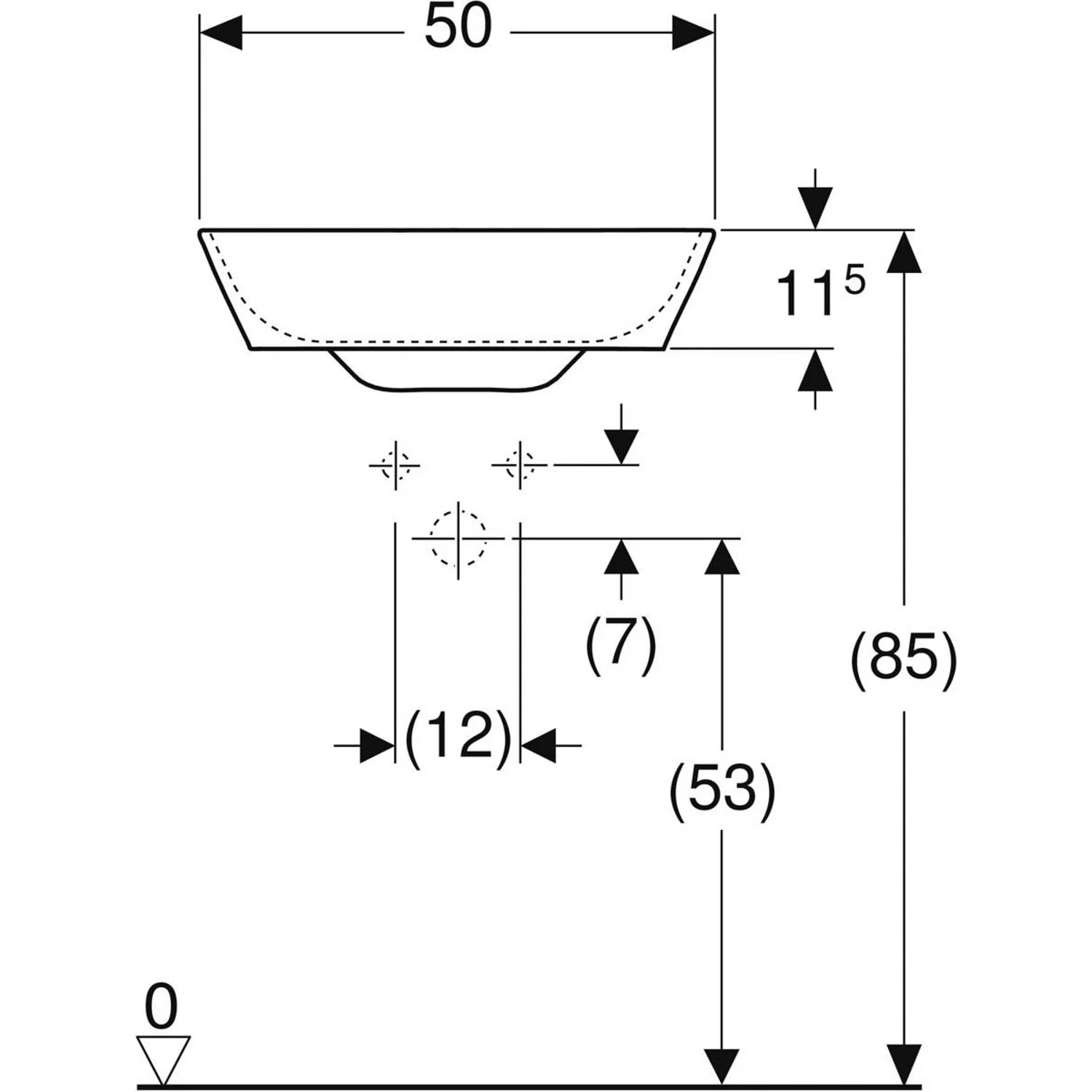 Geberit ONE Aufsatzwaschtisch Schalenform, 1 Hahnloch, ohne Überlauf, Abgang horizontal Bild 6