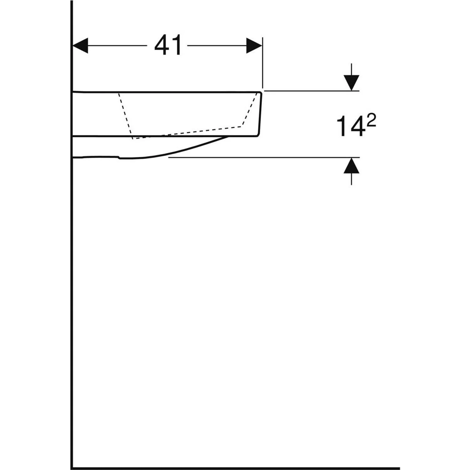 Geberit ONE Waschtisch 50 cm, Abgang horizontal, 1 Hahnloch, ohne Überlauf Bild 4