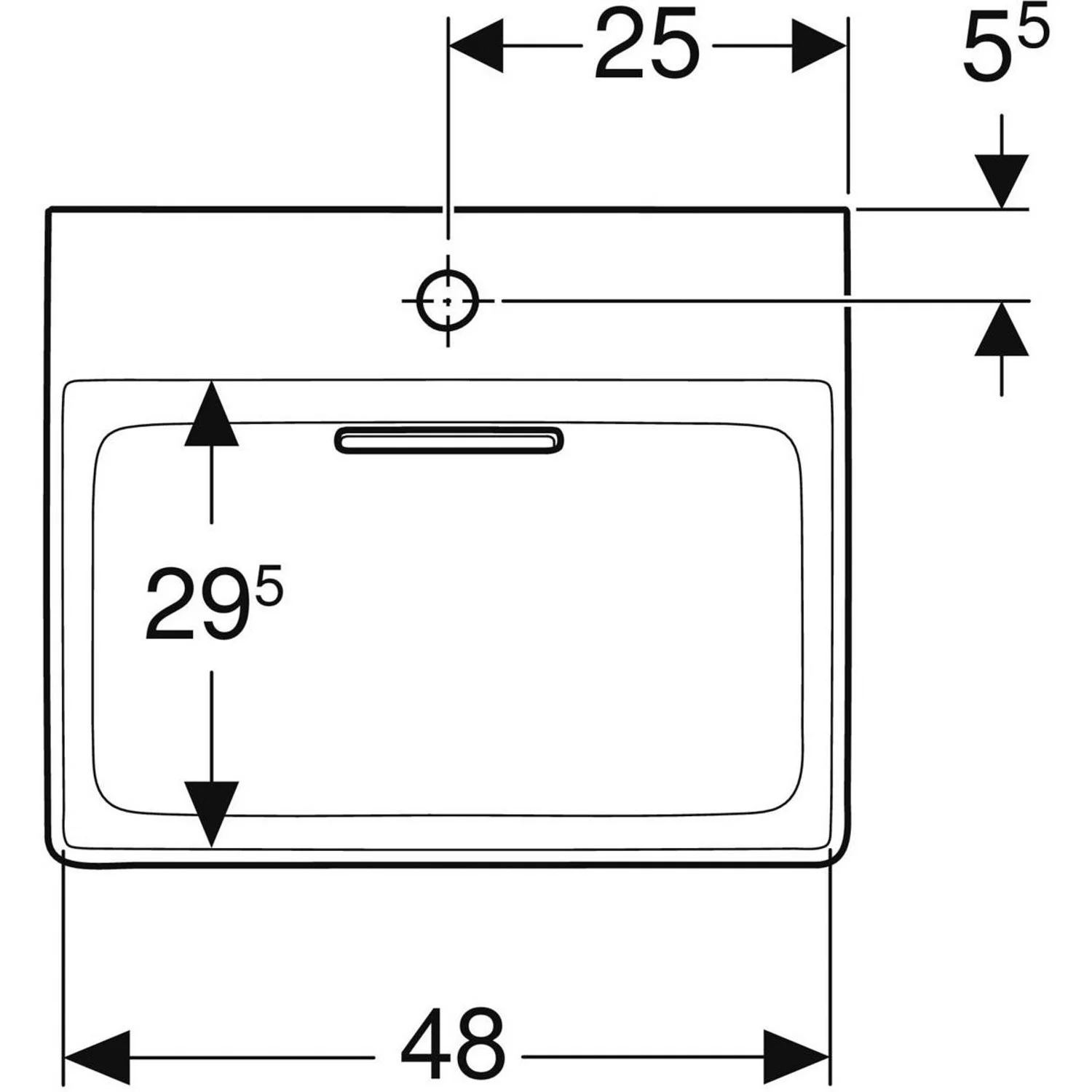 Geberit ONE Waschtisch 50 cm, Abgang horizontal, 1 Hahnloch, ohne Überlauf Bild 5