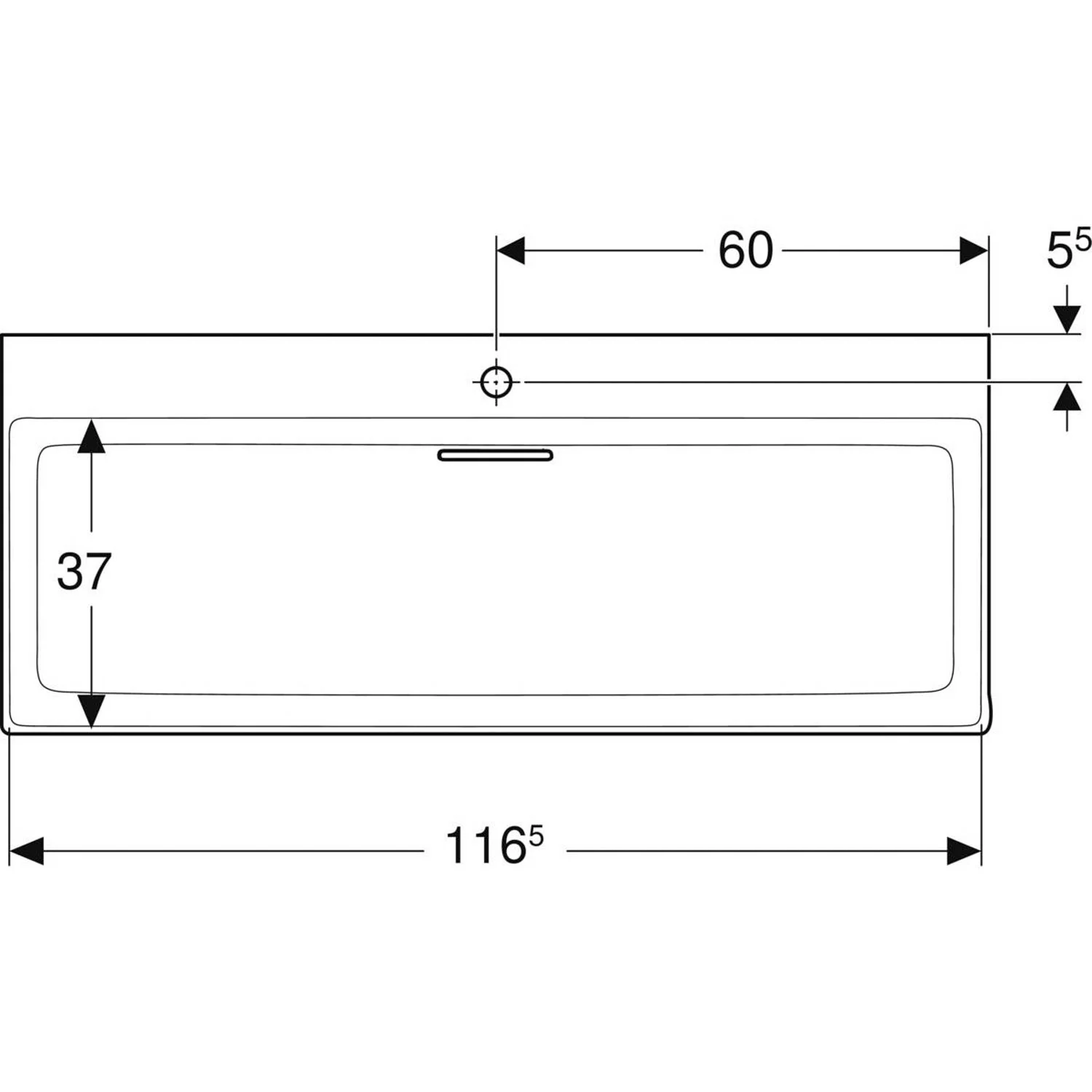 Geberit ONE Waschtisch 120 cm, Abgang horizontal, 1 Hahnloch, ohne Überlauf Bild 5