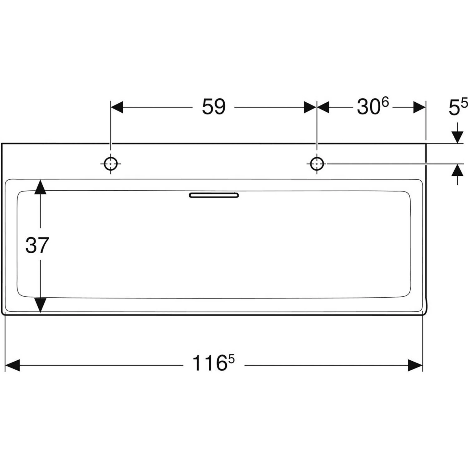 Geberit ONE Waschtisch 120 cm, Abgang horizontal, 2 Hahnlöcher, ohne Überlauf Bild 8