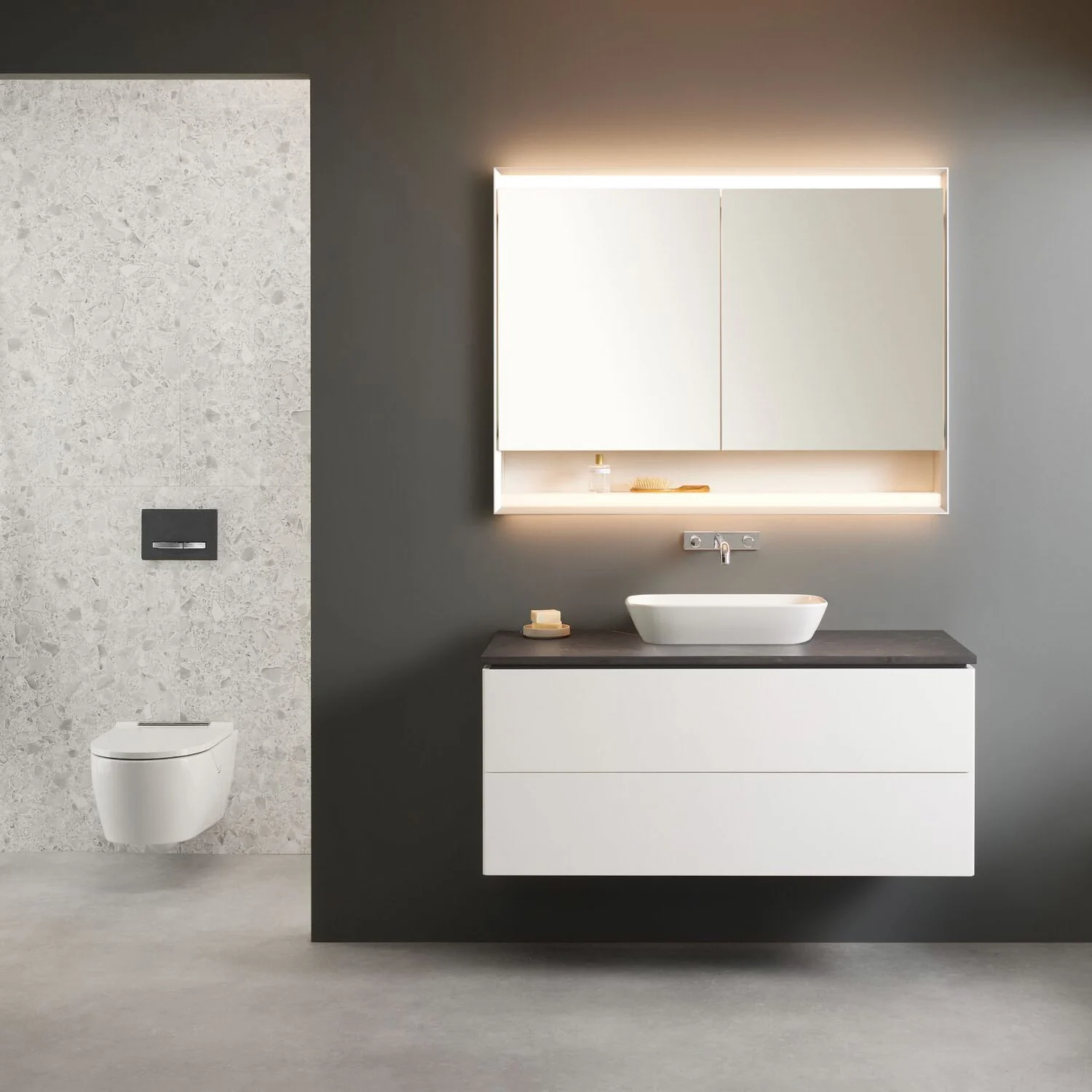 Geberit ONE Aufsatzwaschtisch Schalenform, ohne Hahnloch, ohne Überlauf, Abgang horizontal Bild 10