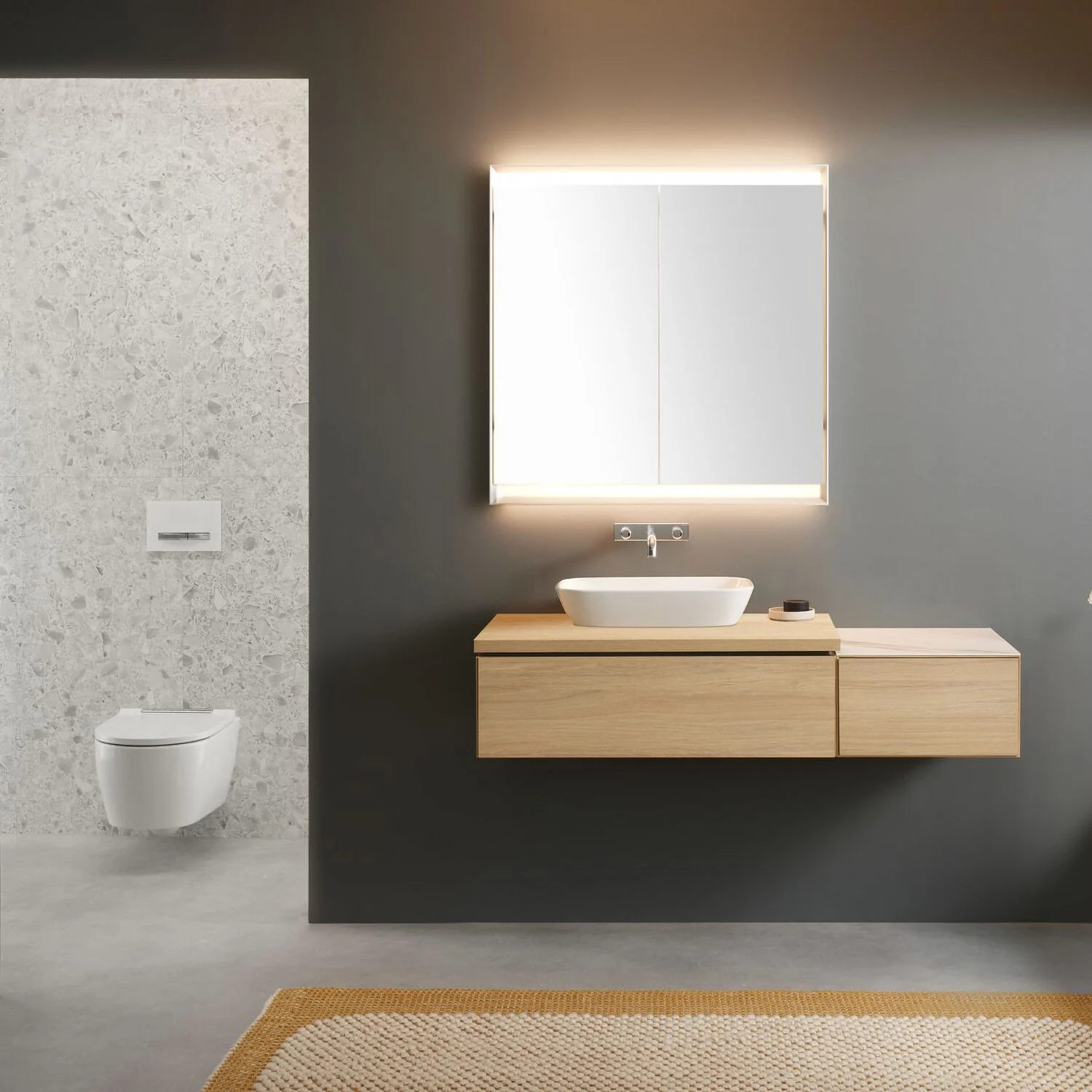 Geberit ONE Aufsatzwaschtisch Schalenform, ohne Hahnloch, ohne Überlauf, Abgang vertikal Bild 11