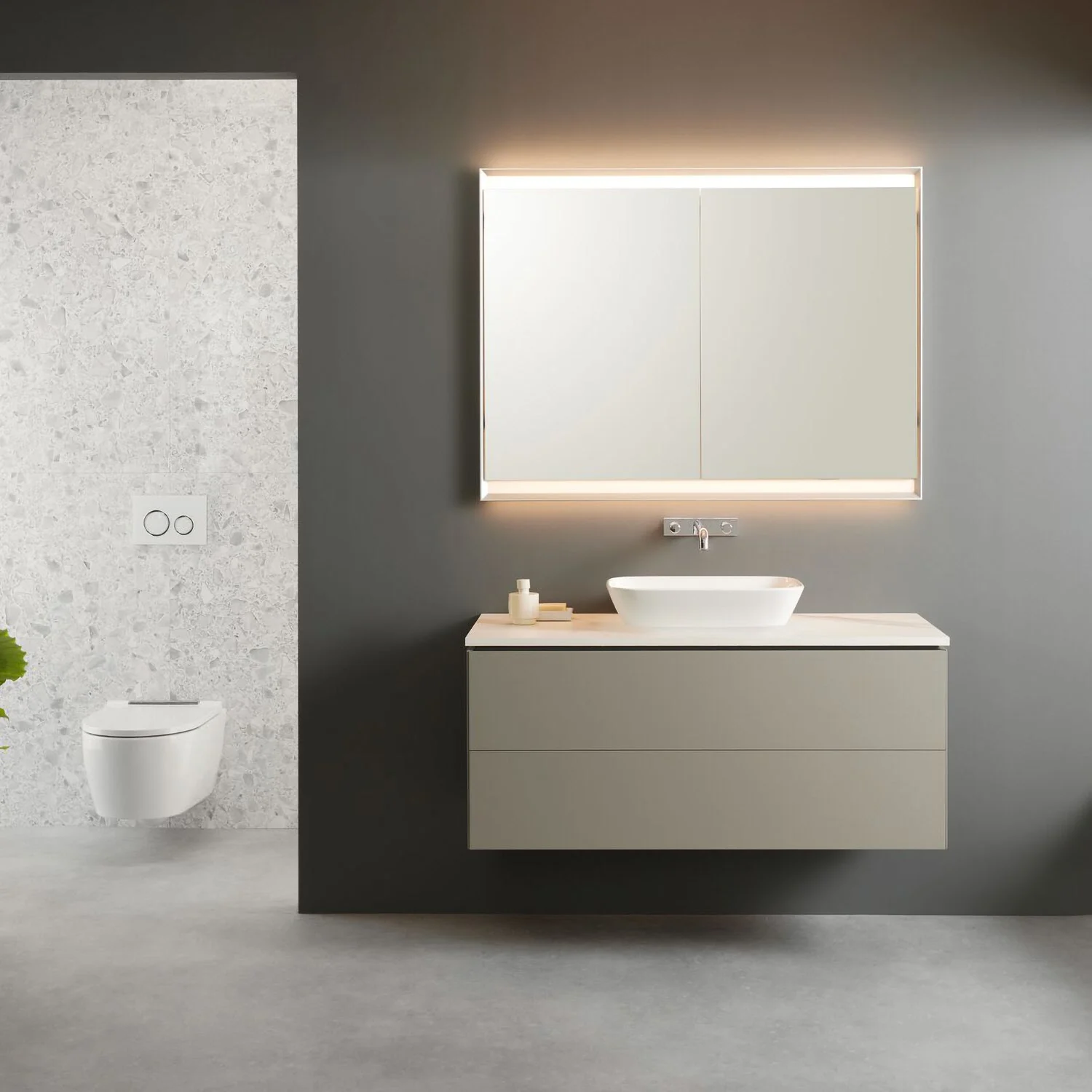 Geberit ONE Aufsatzwaschtisch Schalenform, ohne Hahnloch, ohne Überlauf, Abgang horizontal Bild 11