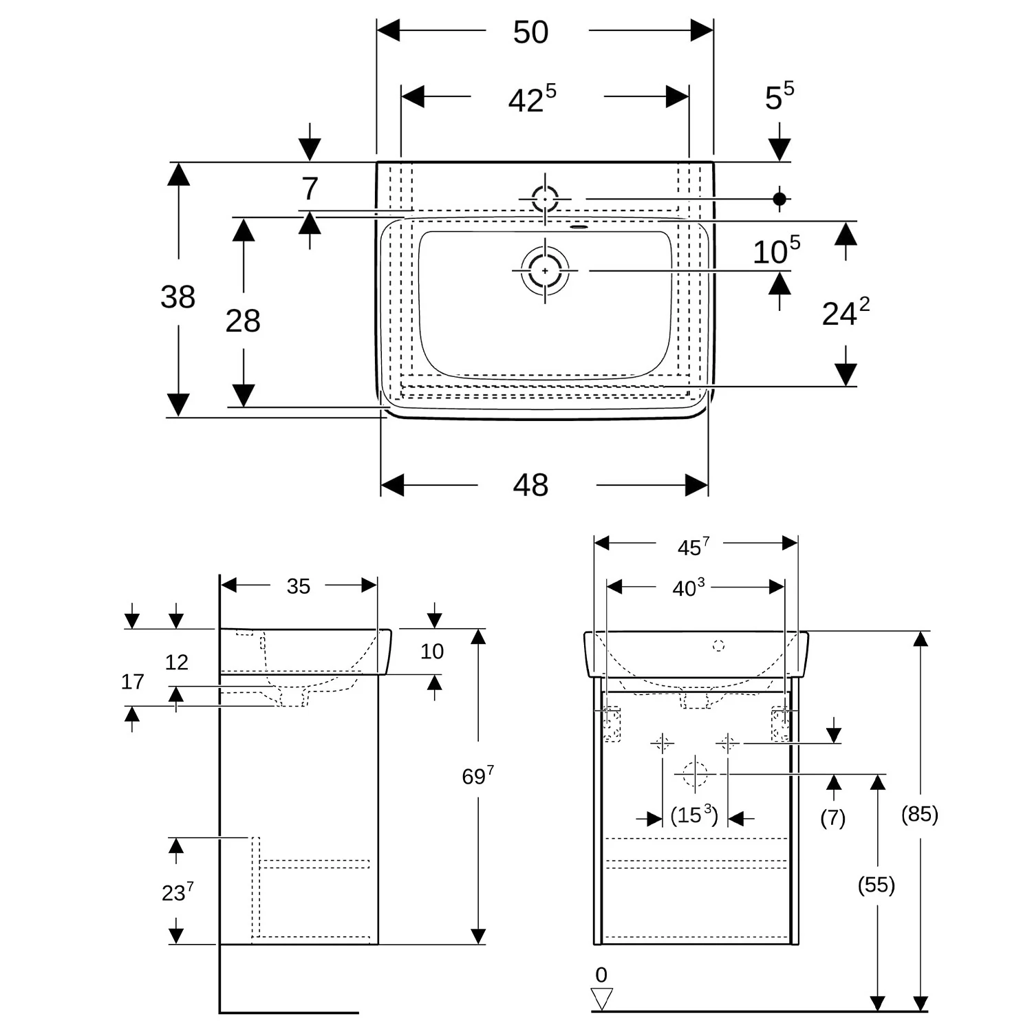 Geberit Renova Plan Handwaschbecken mit Unterschrank 50 cm, mit 1 Tür Bild 2