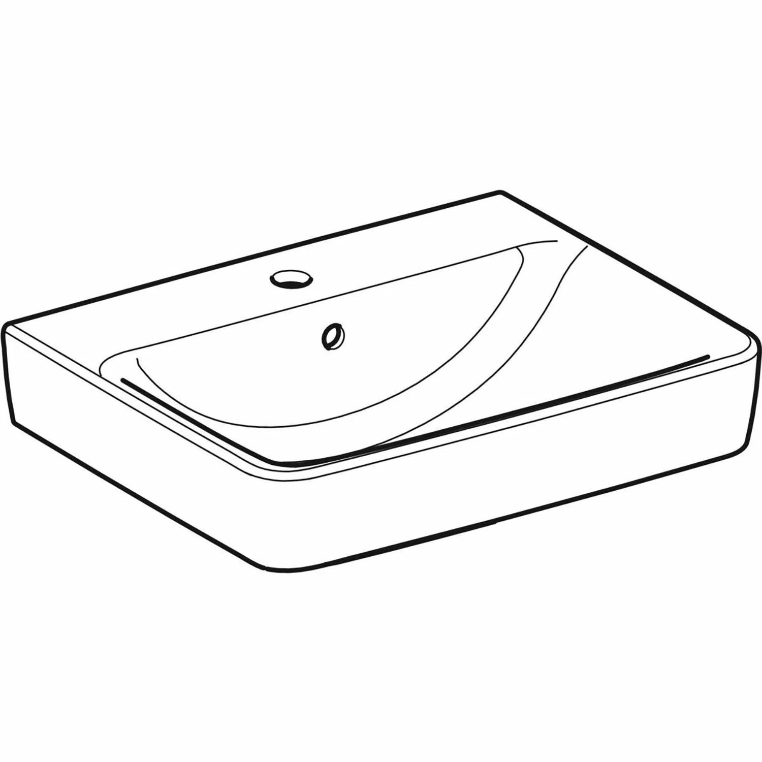 Geberit Renova Plan Waschtisch 55 cm, mit 1 Hahnloch, mit Überlauf Bild 2