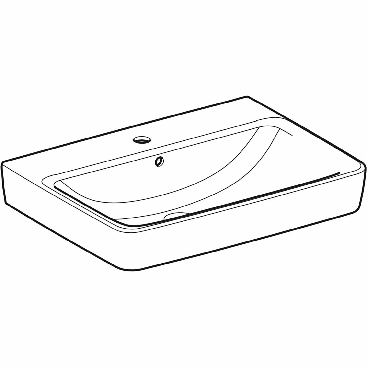 Geberit Renova Plan Waschtisch 65 cm, mit 1 Hahnloch, mit Überlauf Bild 2