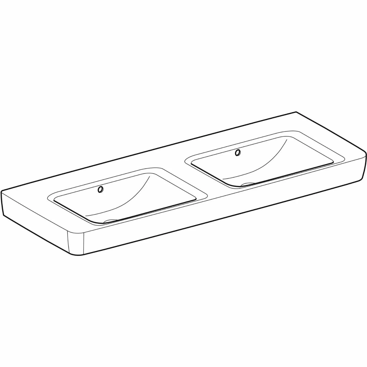 Geberit Renova Plan Doppelwaschtisch 130 cm mit Ablagefläche, ohne Hahnloch, mit Überlauf Bild 2