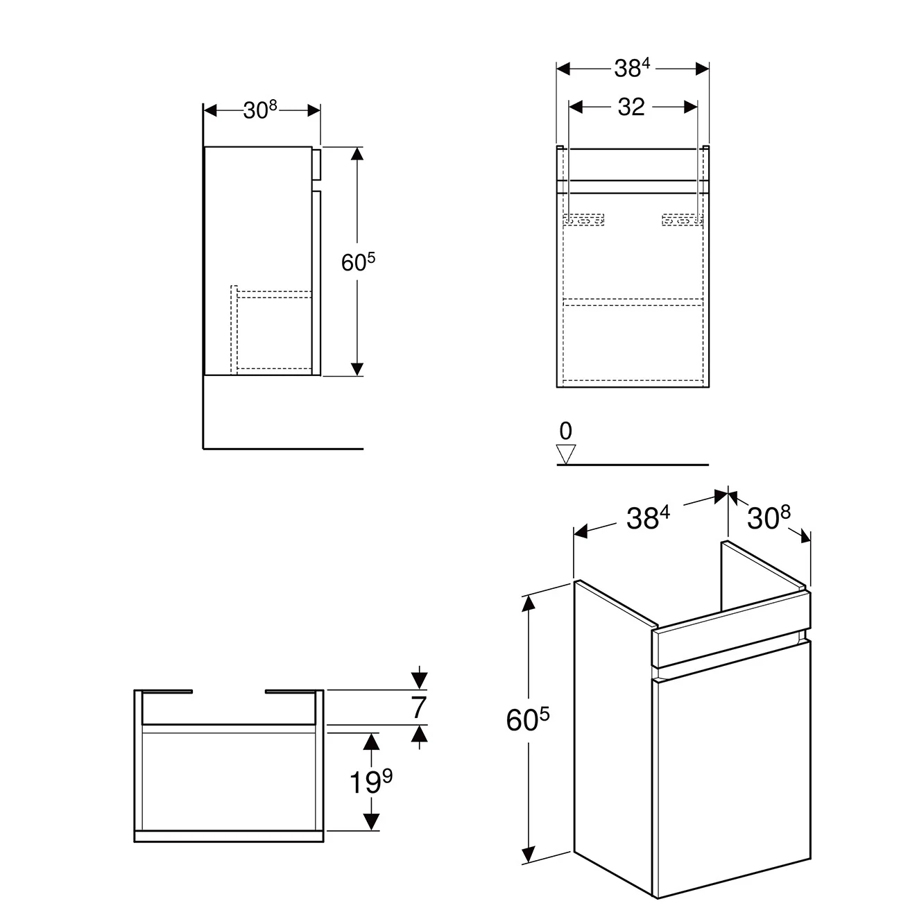 Geberit Renova Plan Unterschrank für Handwaschbecken 45 cm Bild 2