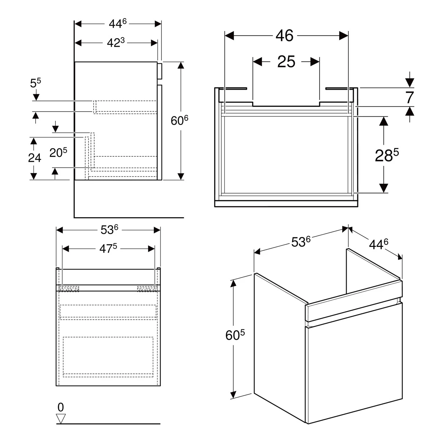 Geberit Renova Plan Unterschrank für Waschtisch 60 cm, mit 1 Schublade und 1 Innenschublade Bild 2