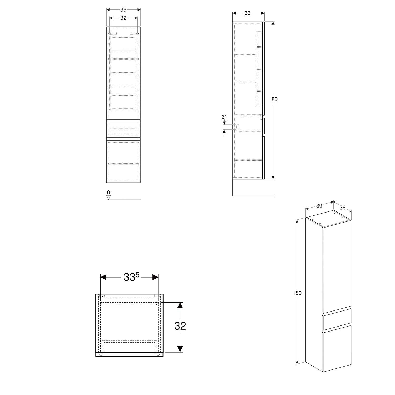 Geberit Renova Plan Hochschrank mit 2 Türen und 1 Schublade Bild 2