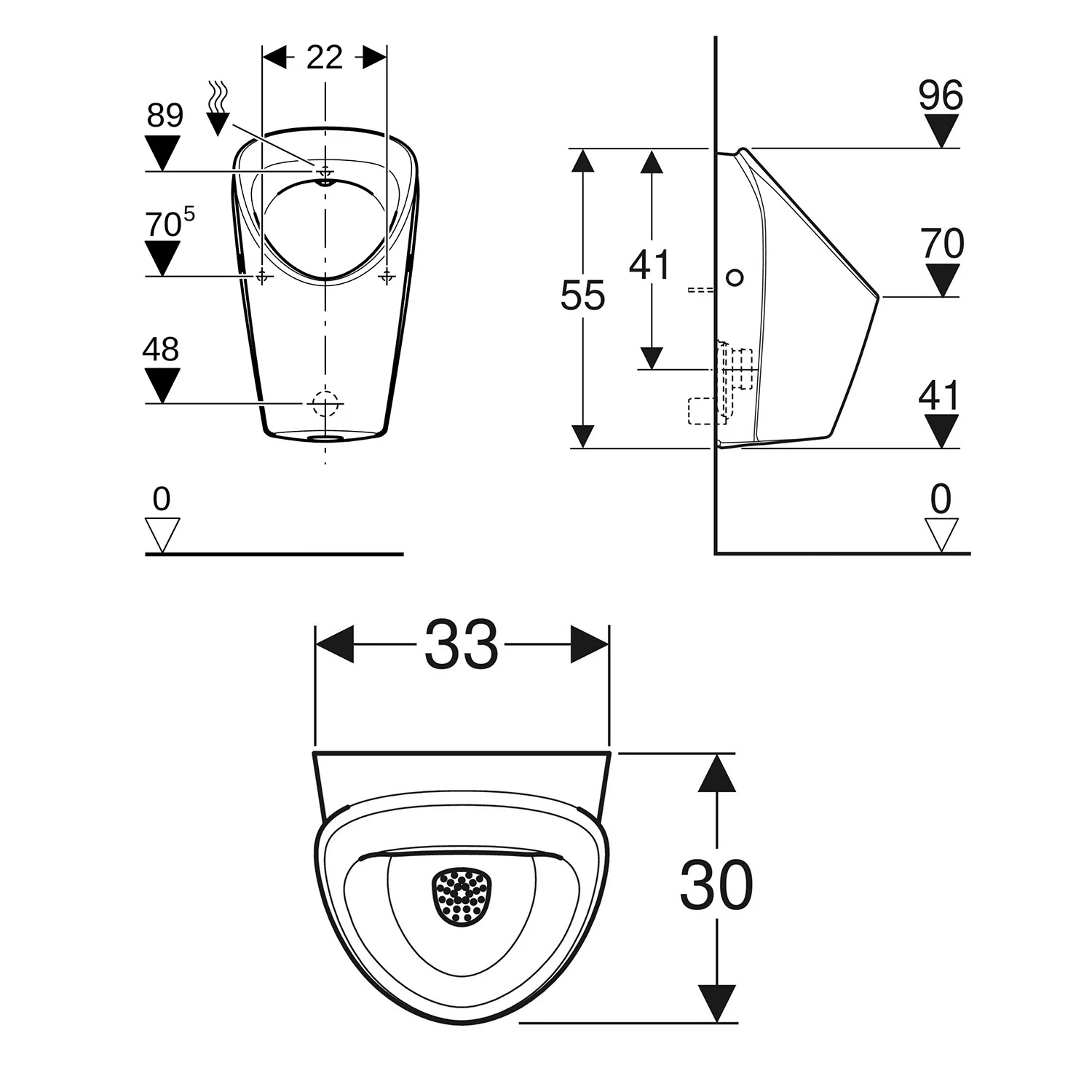 Geberit Renova S Urinal Zulauf von hinten, Abgang nach hinten oder unten Bild 2