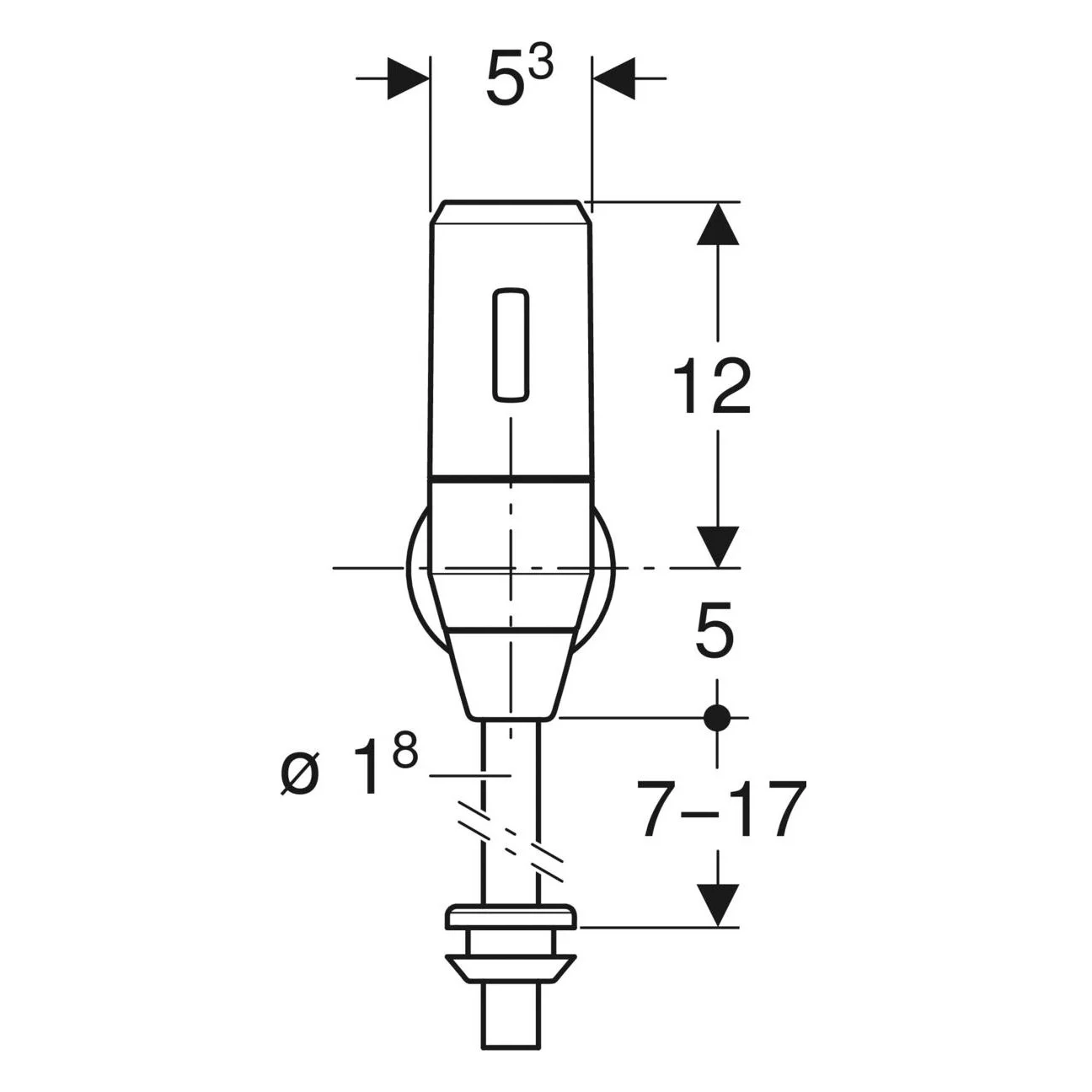 Geberit Druckspüler für Urinal, elektronische Spülauslösung, Batteriebetrieb, Aufputz Bild 3