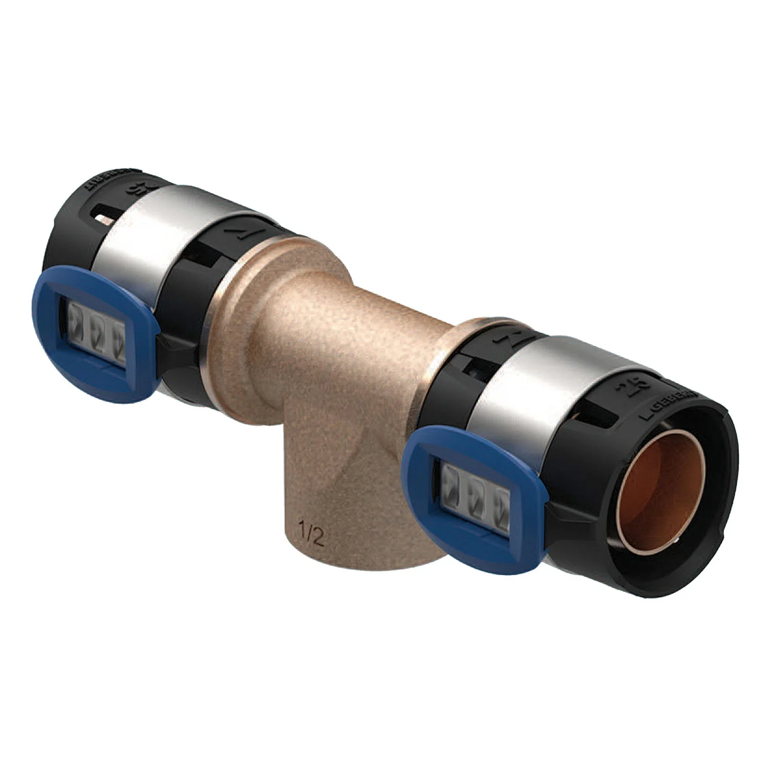 Geberit FlowFit T-Stück mit Innengewinde: Werkstoff=Bleifreier Rotguss, d=25mm, Rp=1/2″, d1=25mm