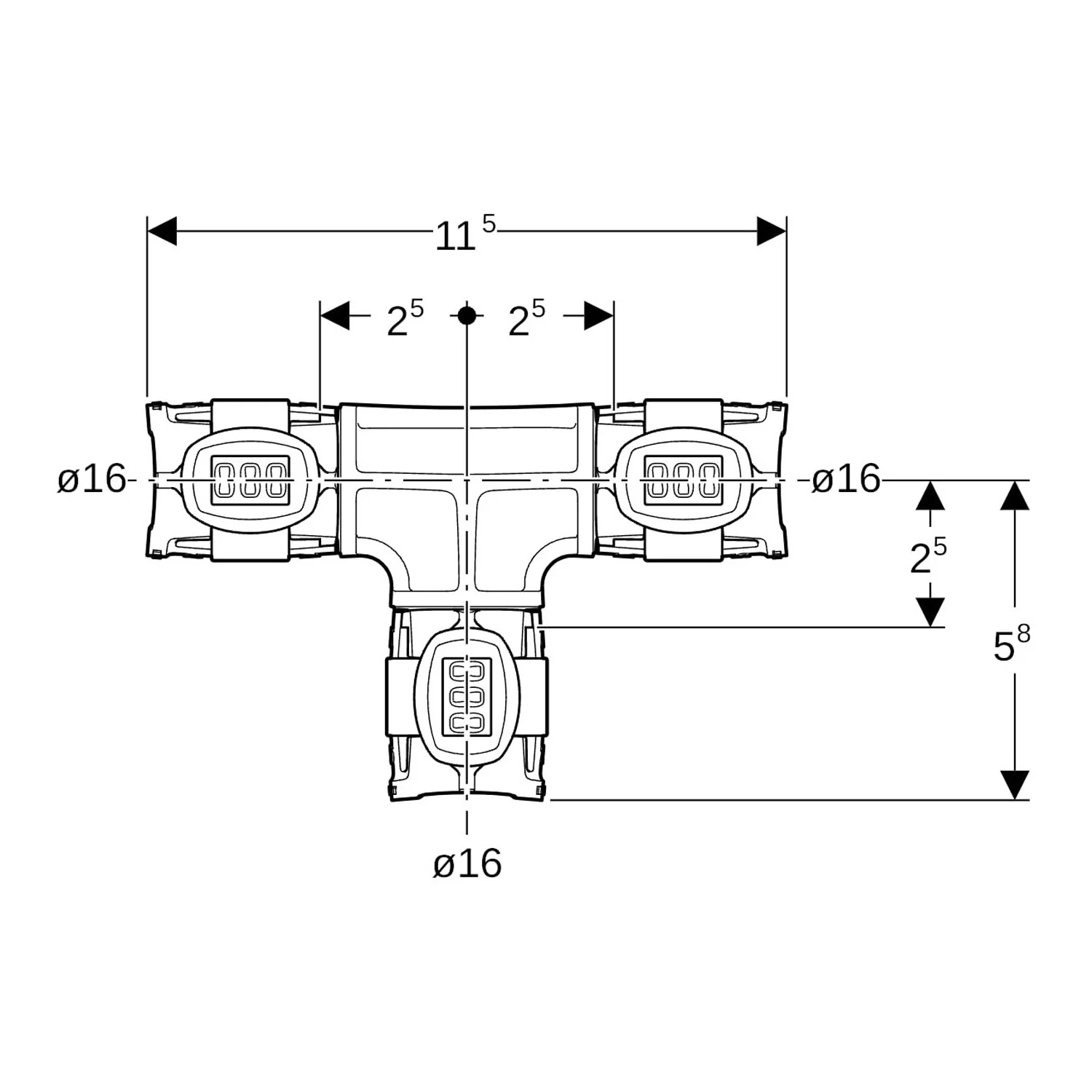 Geberit FlowFit T-Stück egal: Werkstoff=PPSU, d=16mm Bild 2