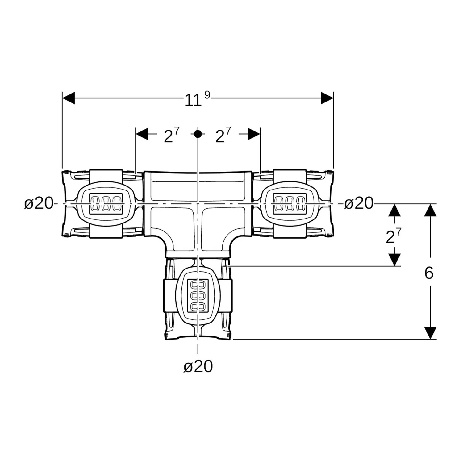 Geberit FlowFit T-Stück egal: Werkstoff=PPSU, d=20mm Bild 2
