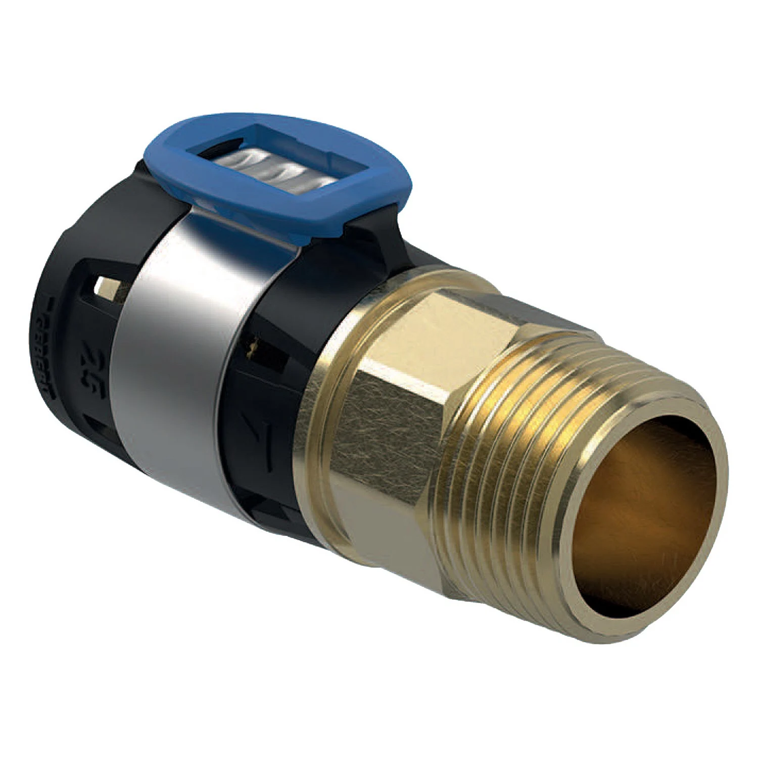 Geberit FlowFit Übergang mit Außengewinde: Werkstoff=Bleifreie Siliziumbronze, d=16mm, R=1/2″