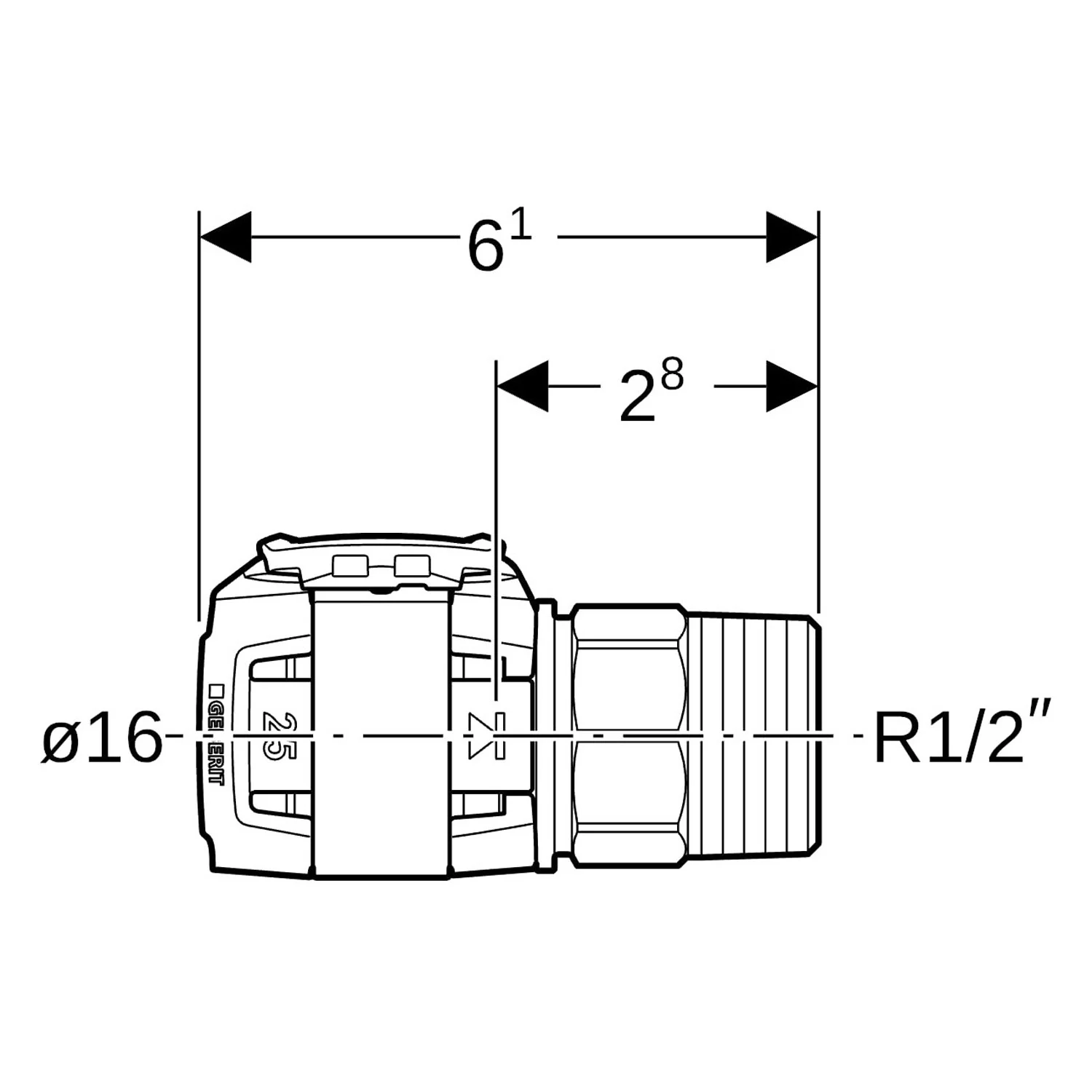 Geberit FlowFit Übergang mit Außengewinde: Werkstoff=Bleifreie Siliziumbronze, d=16mm, R=1/2″ Bild 2